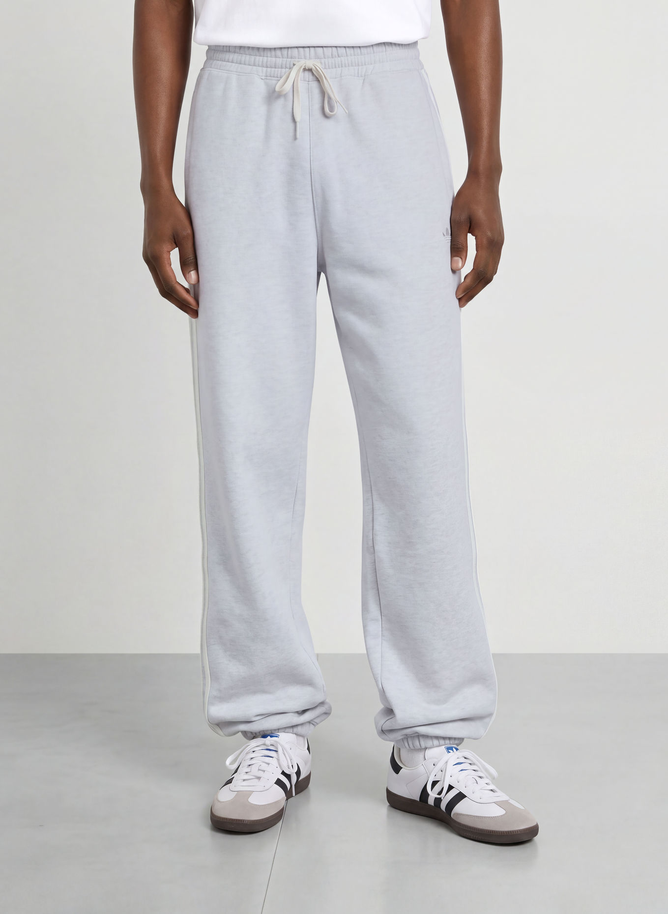 adidas Originals Sweatpants: LIGHT GRAY / WHITE