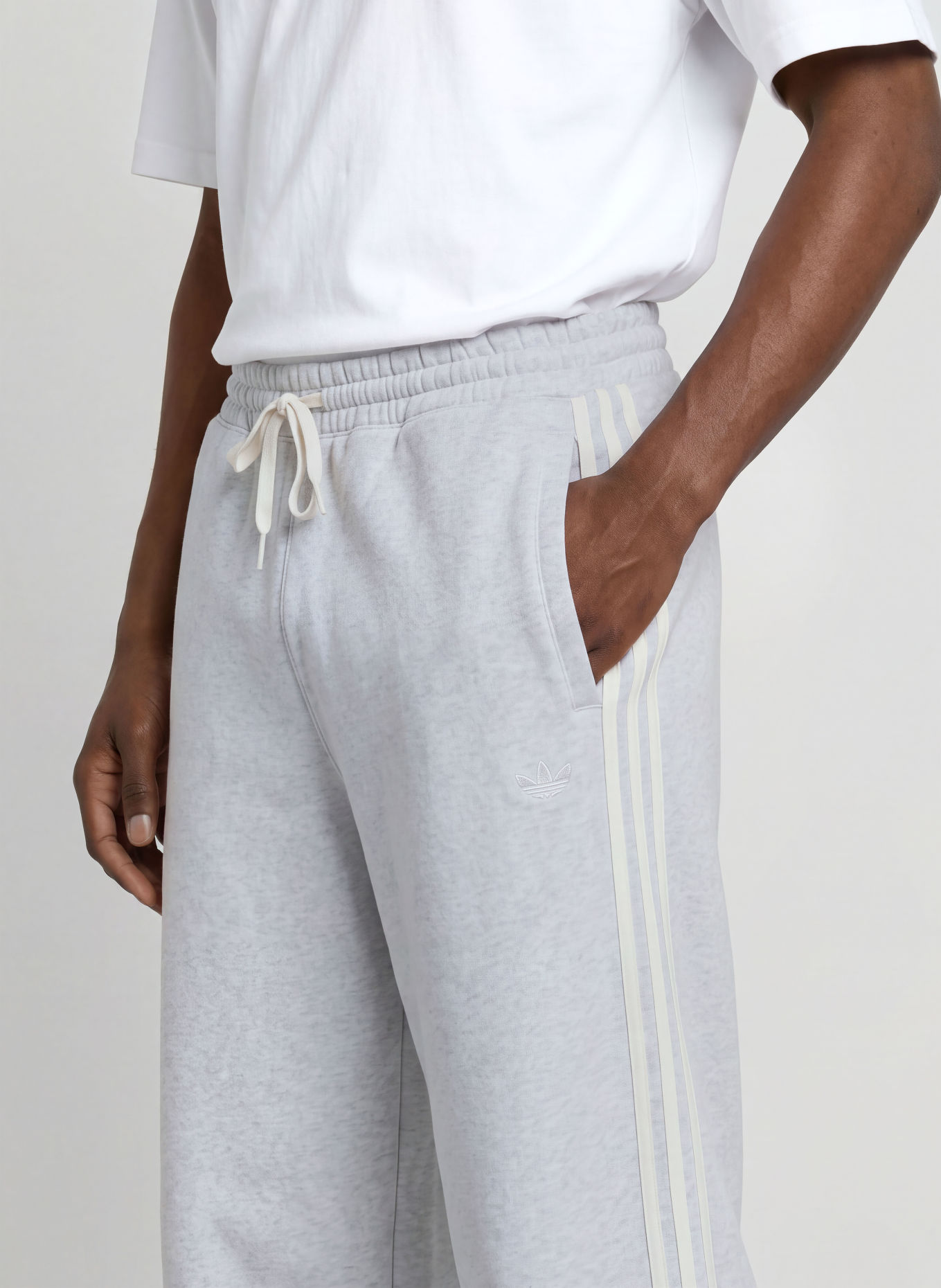 adidas Originals Sweatpants: LIGHT GRAY / WHITE
