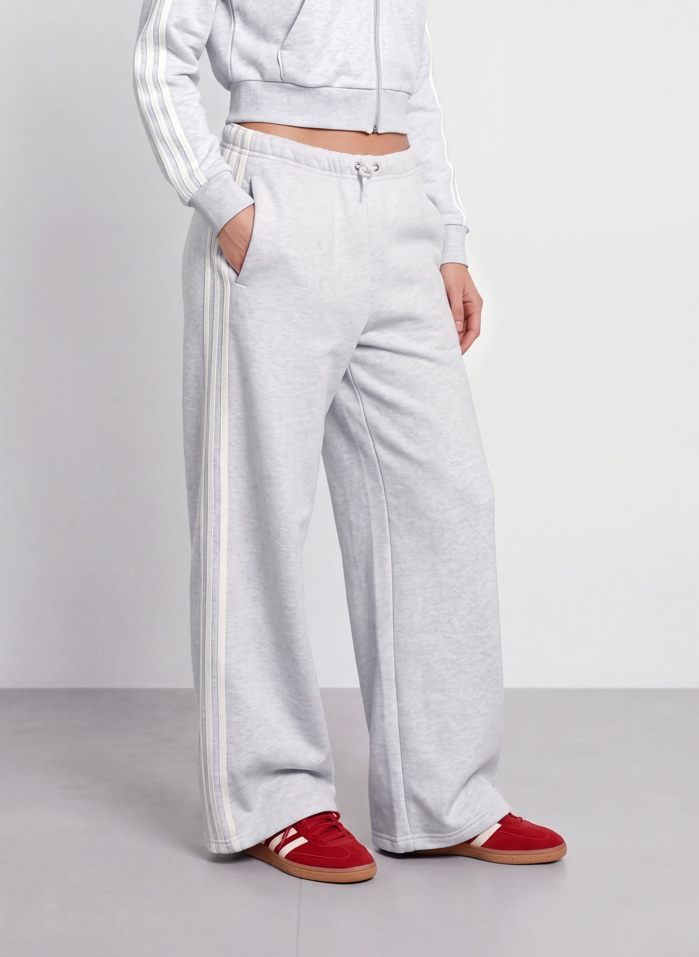 adidas Originals Sweatpants 3 STRIPES: HELLGRAU / CREME