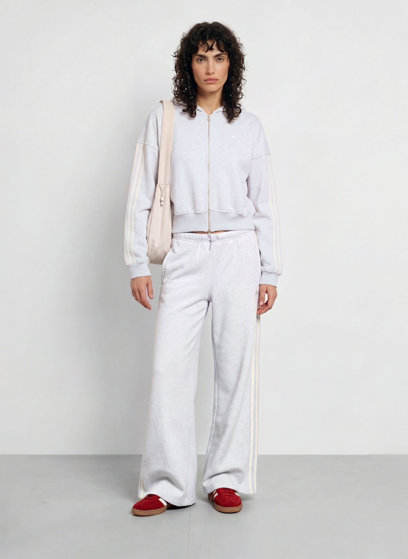 adidas Originals Sweat zippé: GRIS CLAIR / BLANC