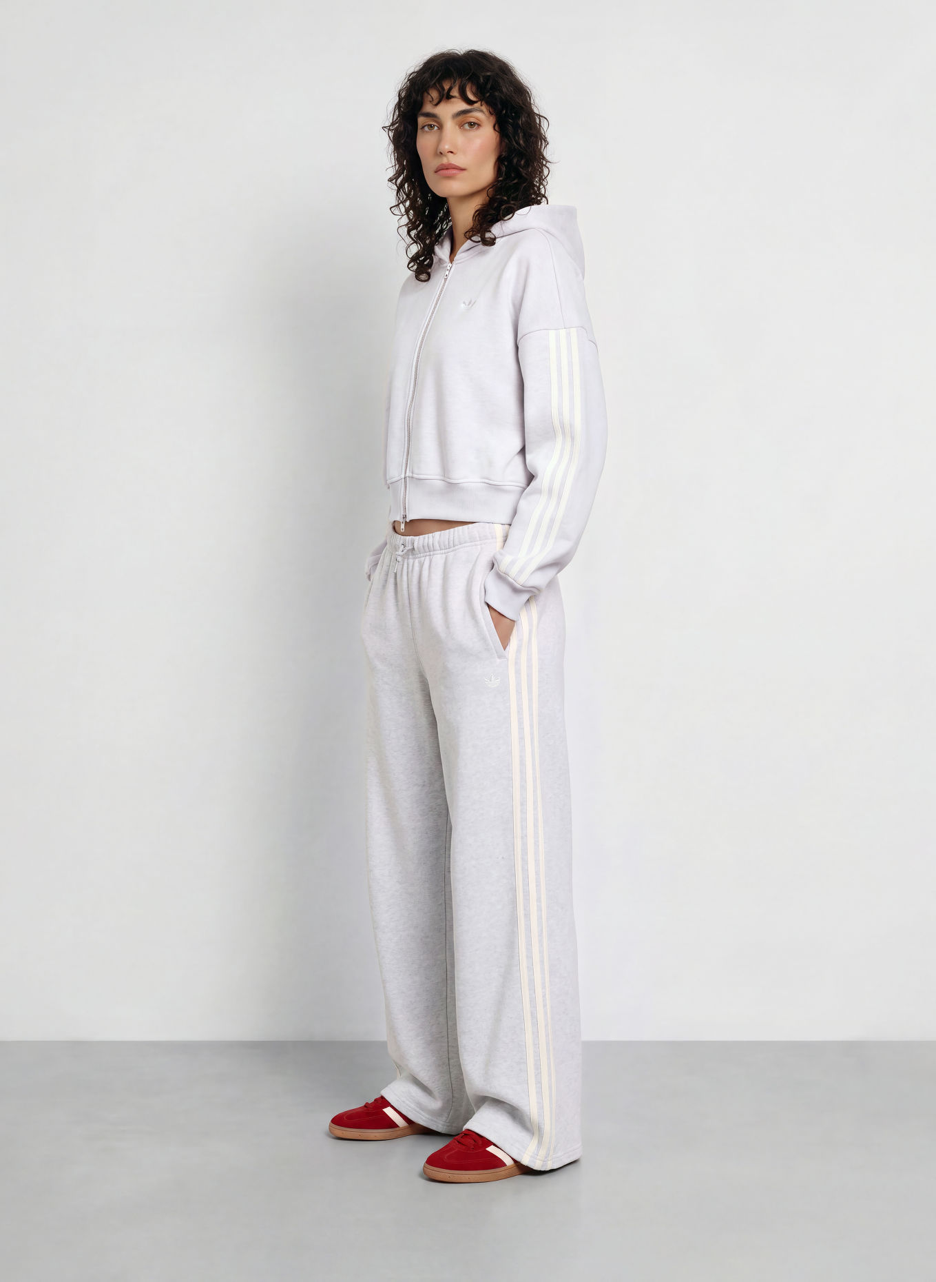 adidas Originals Sweat zippé: GRIS CLAIR / BLANC