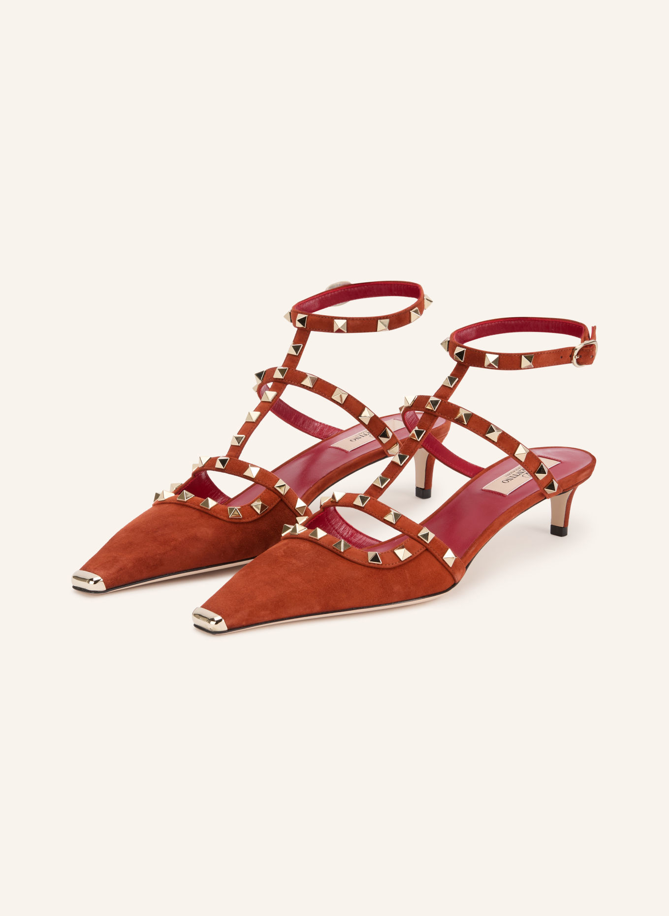 VALENTINO GARAVANI Slingbacks ROCKSTUD avec rivets: ROUGE / OR