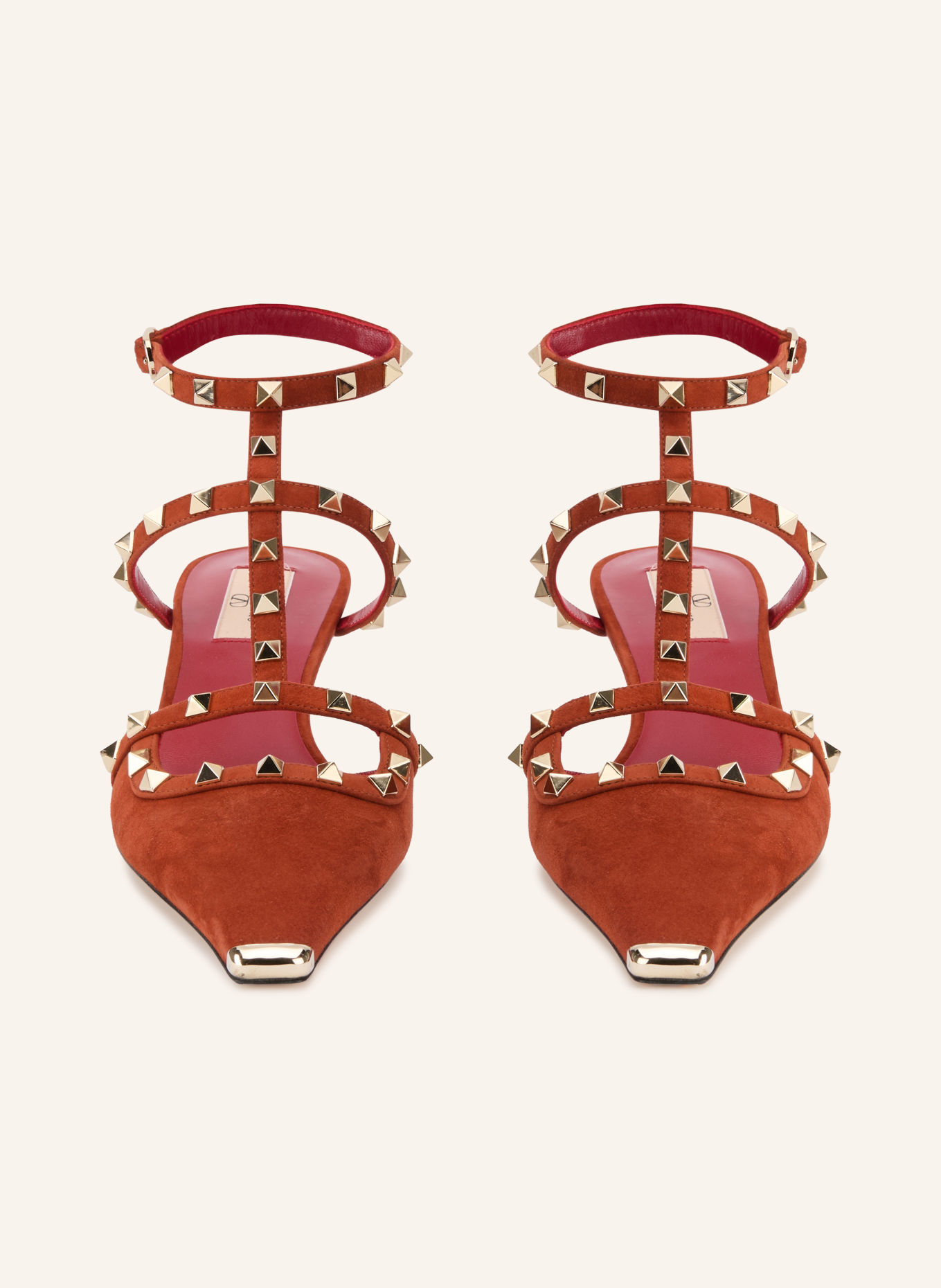 VALENTINO GARAVANI Slingbacks ROCKSTUD avec rivets: ROUGE / OR