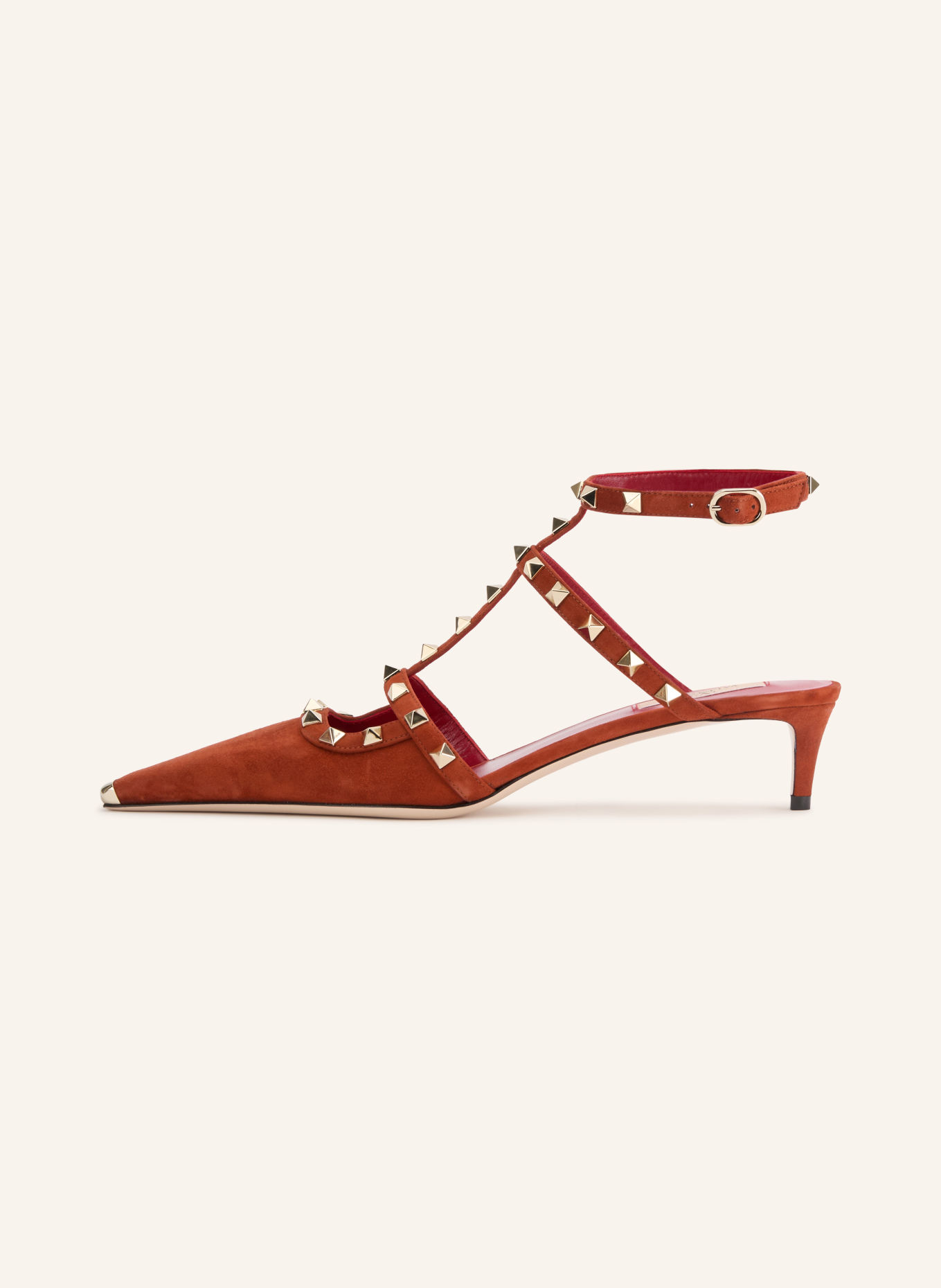 VALENTINO GARAVANI Slingbacks ROCKSTUD avec rivets: ROUGE / OR