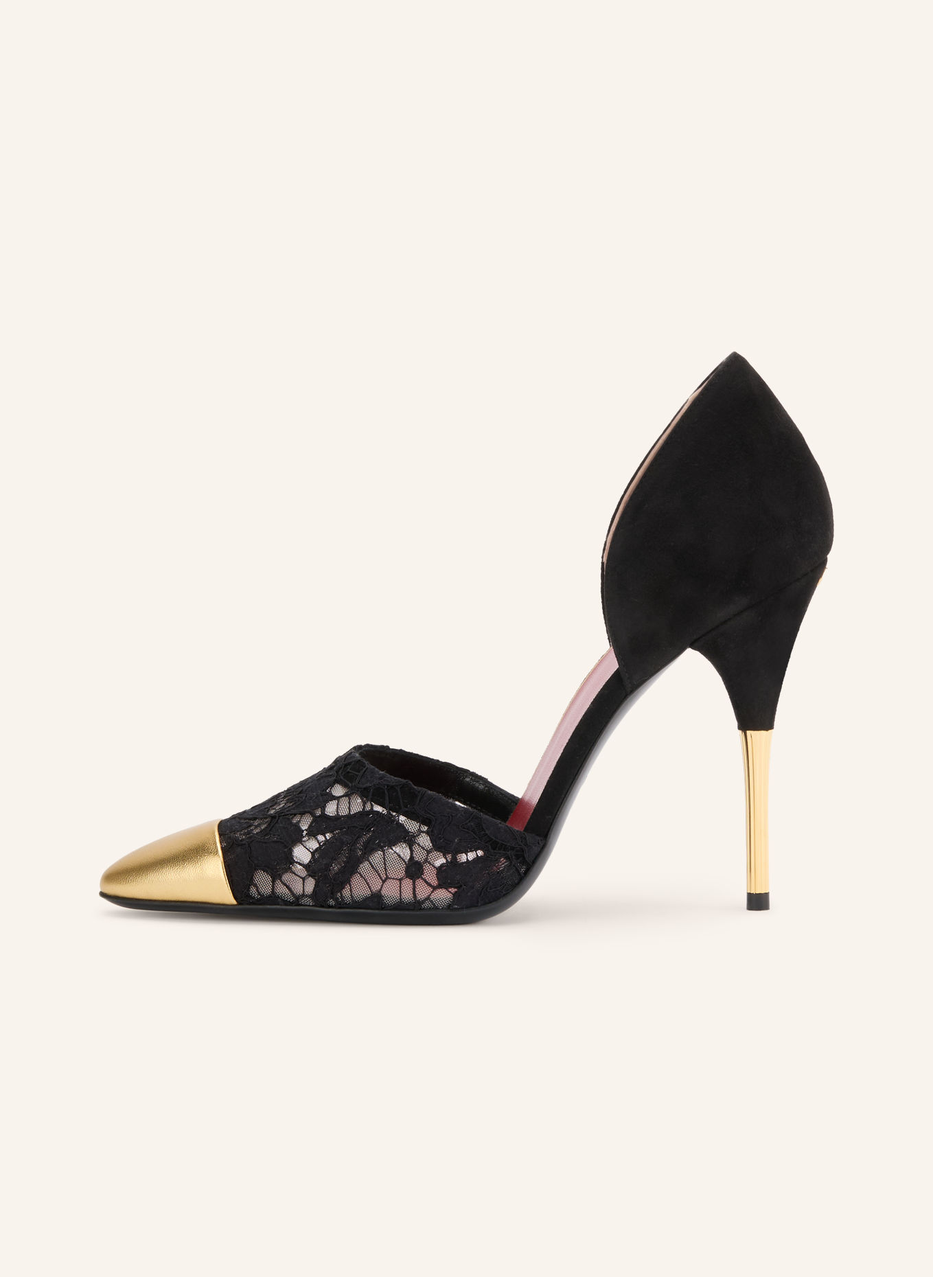 VALENTINO GARAVANI Escarpins SINEAD en dentelle: NOIR / OR