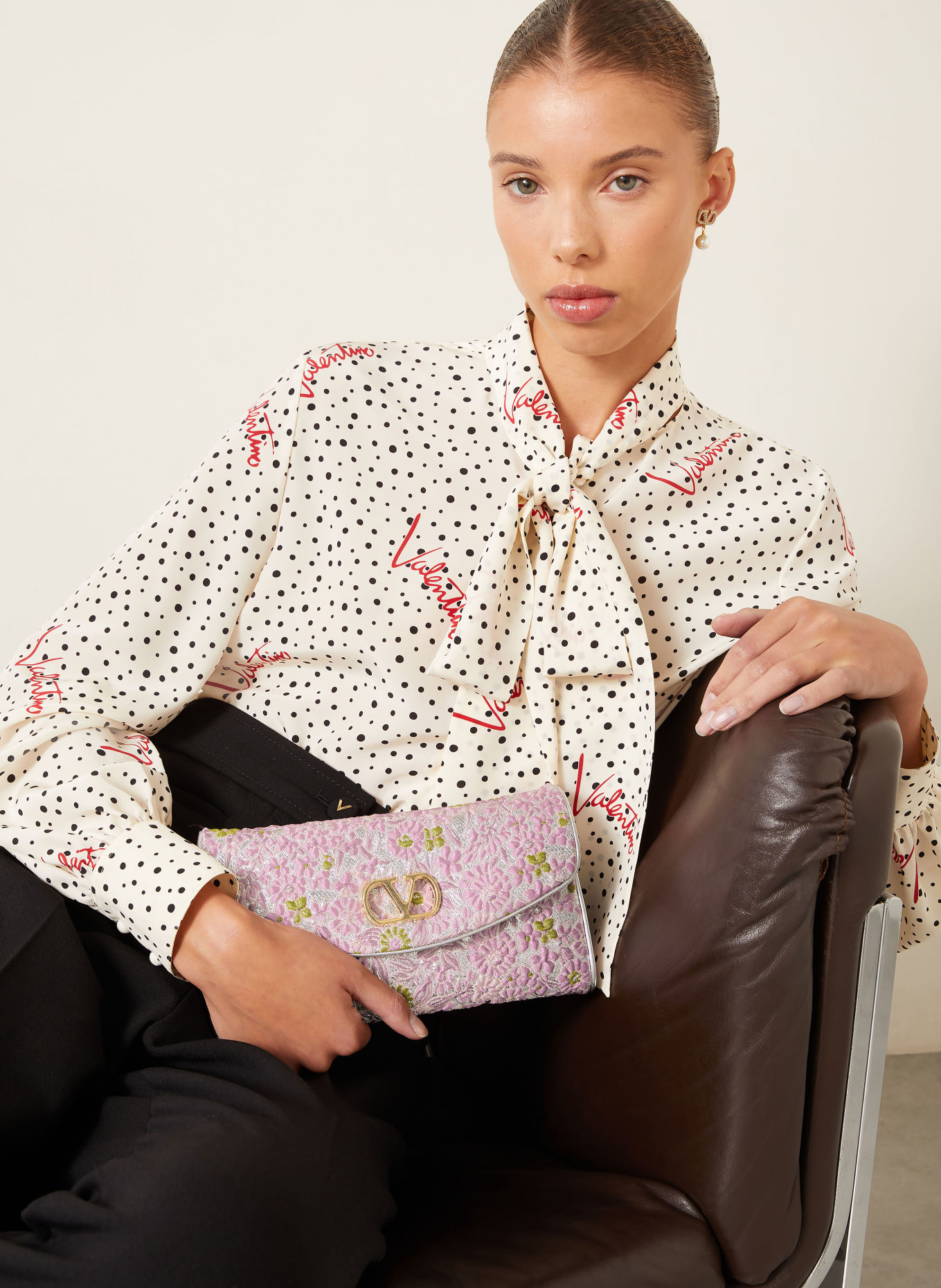 VALENTINO GARAVANI DEVAIN Shoulder Bag: ROSE / SILVER / GREEN
