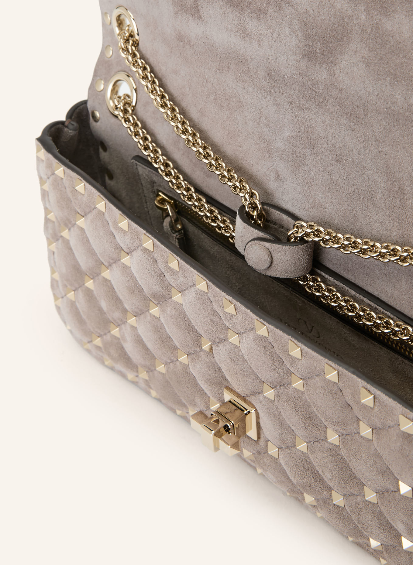 VALENTINO GARAVANI Schoudertas ROCKSTUD SPIKE SMALL met studs: GRIJS / ZILVER