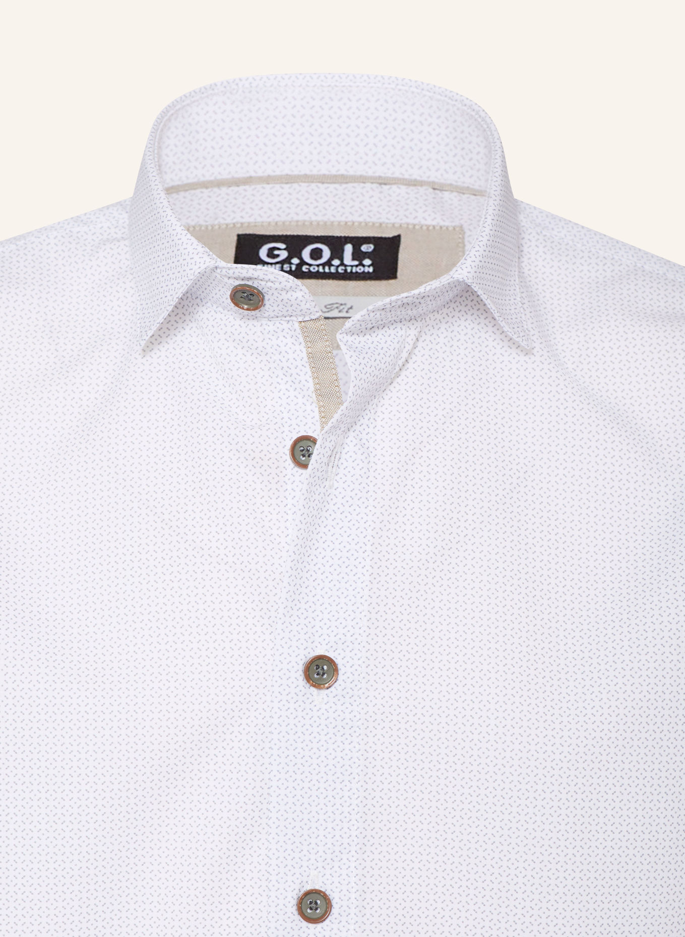 G.O.L. FINEST COLLECTION Slim-Fit Shirt: WHITE / LIGHT GRAY