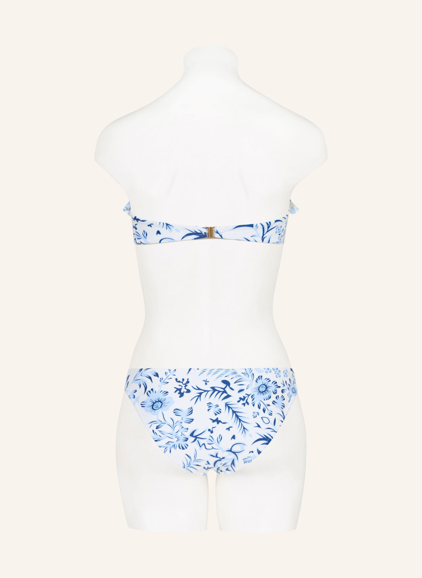 MELISSA ODABASH JARDIN Bandeau bikini top with Ruffles: WHITE / LIGHT BLUE / DARK BLUE