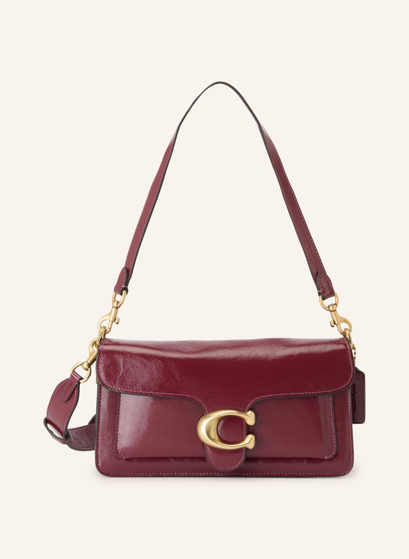 COACH Schultertasche TABBY 26: DUNKELROT / GOLD