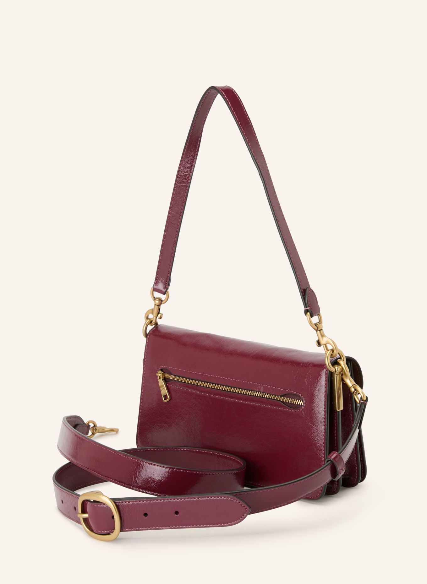 COACH Schultertasche TABBY 26: DUNKELROT / GOLD
