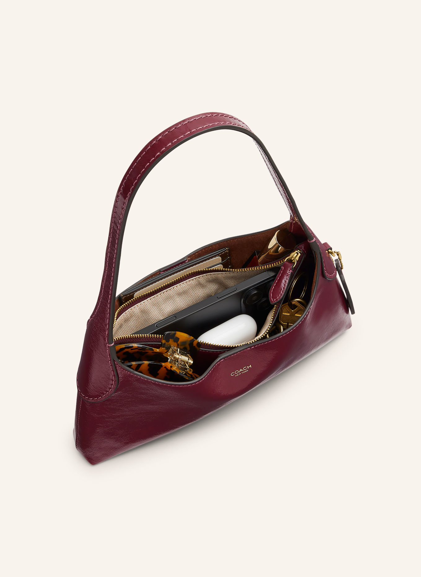 COACH BROOKLYN Shoulder Bag: DARK RED / GOLD