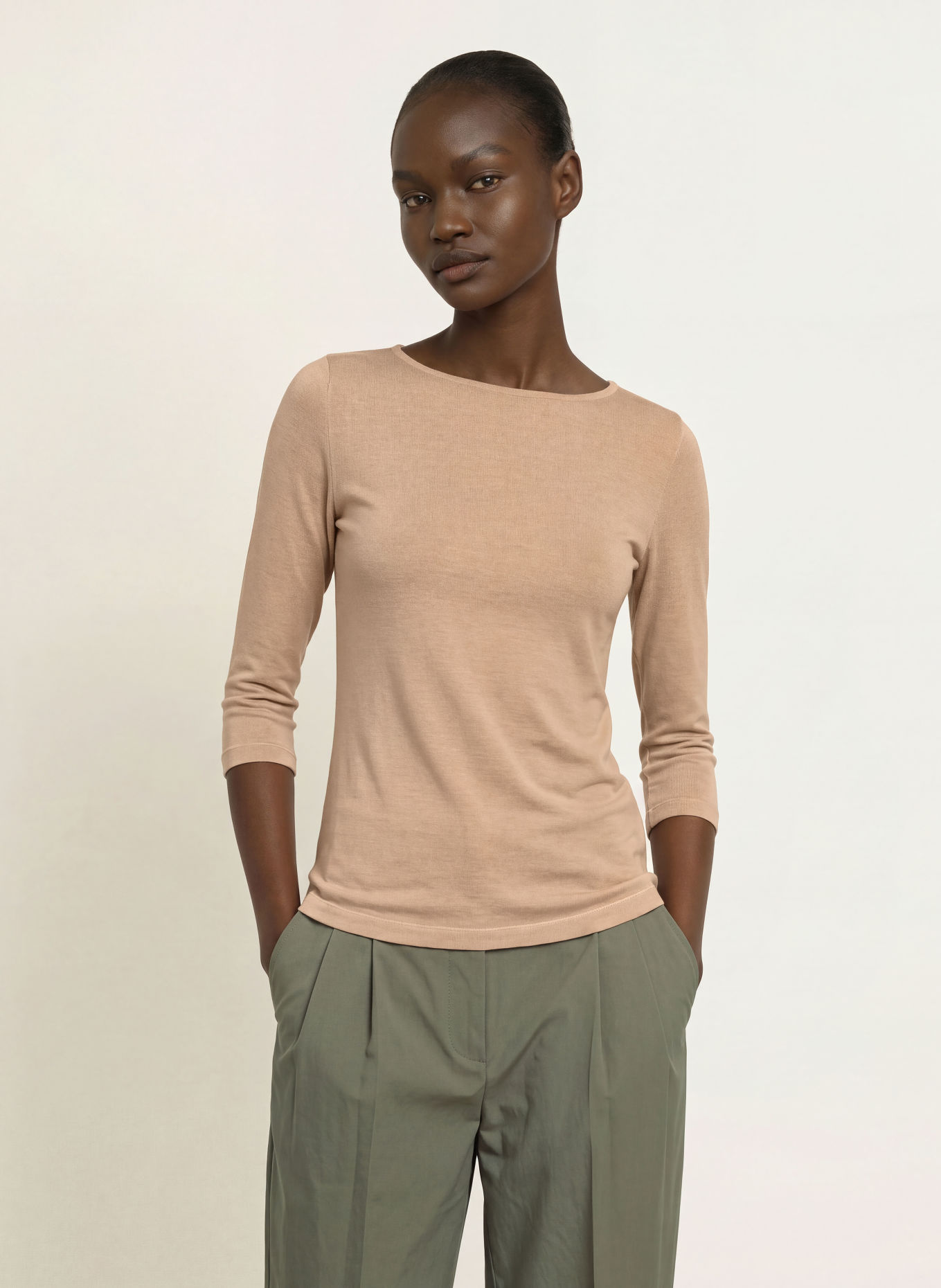 Stefan Brandt Shirt with 3/4 sleeves: BEIGE