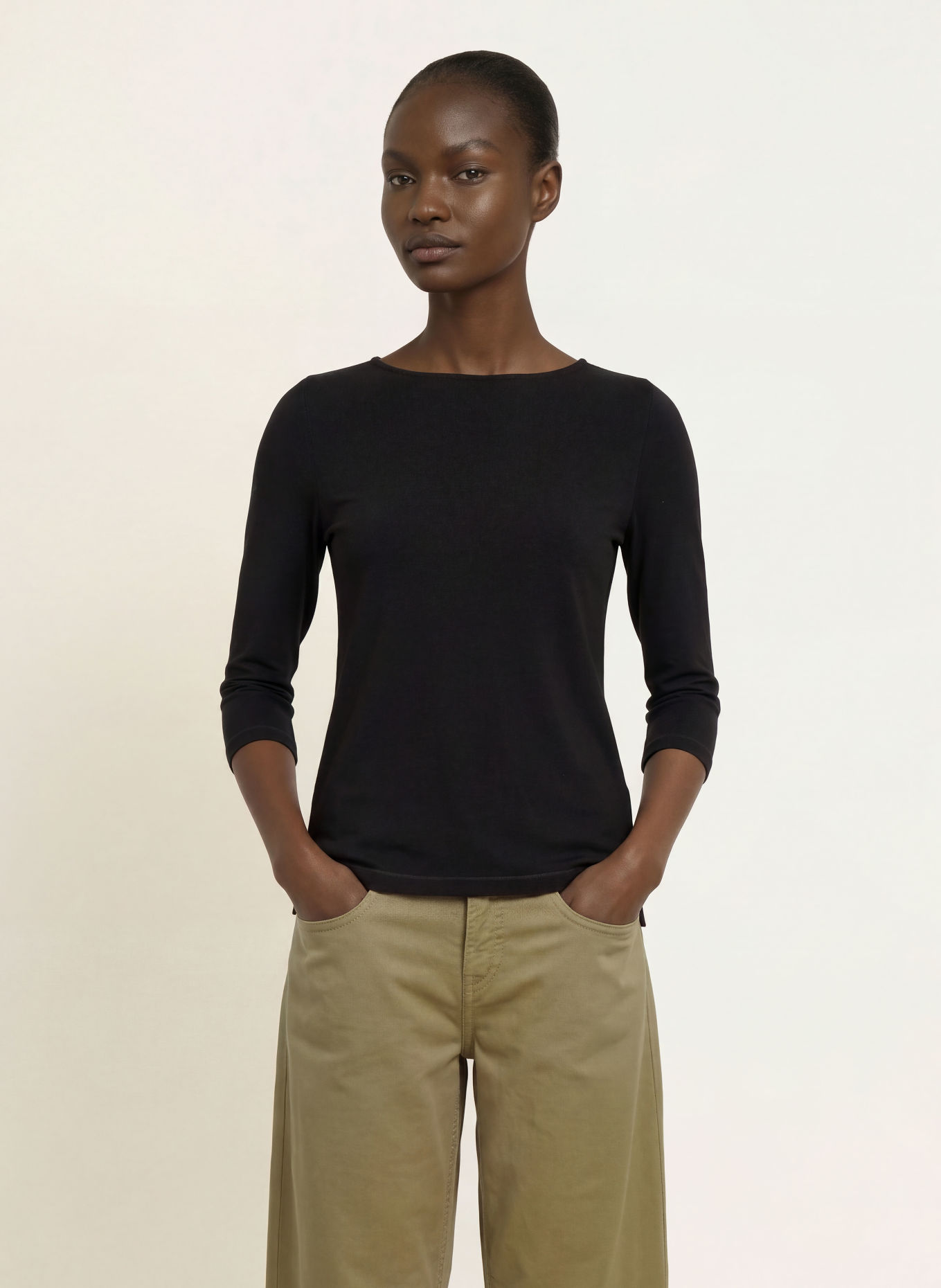 Stefan Brandt Shirt with 3/4 sleeves: BLACK