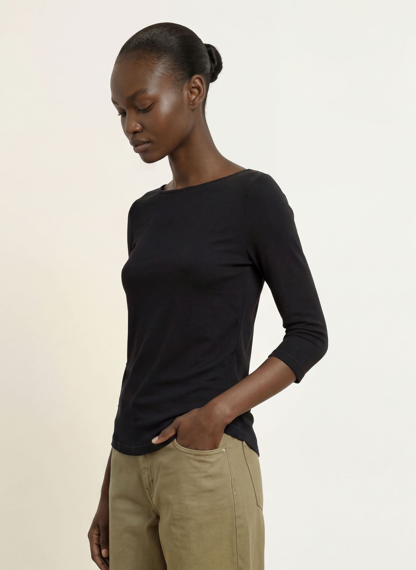 Stefan Brandt Shirt with 3/4 sleeves: BLACK