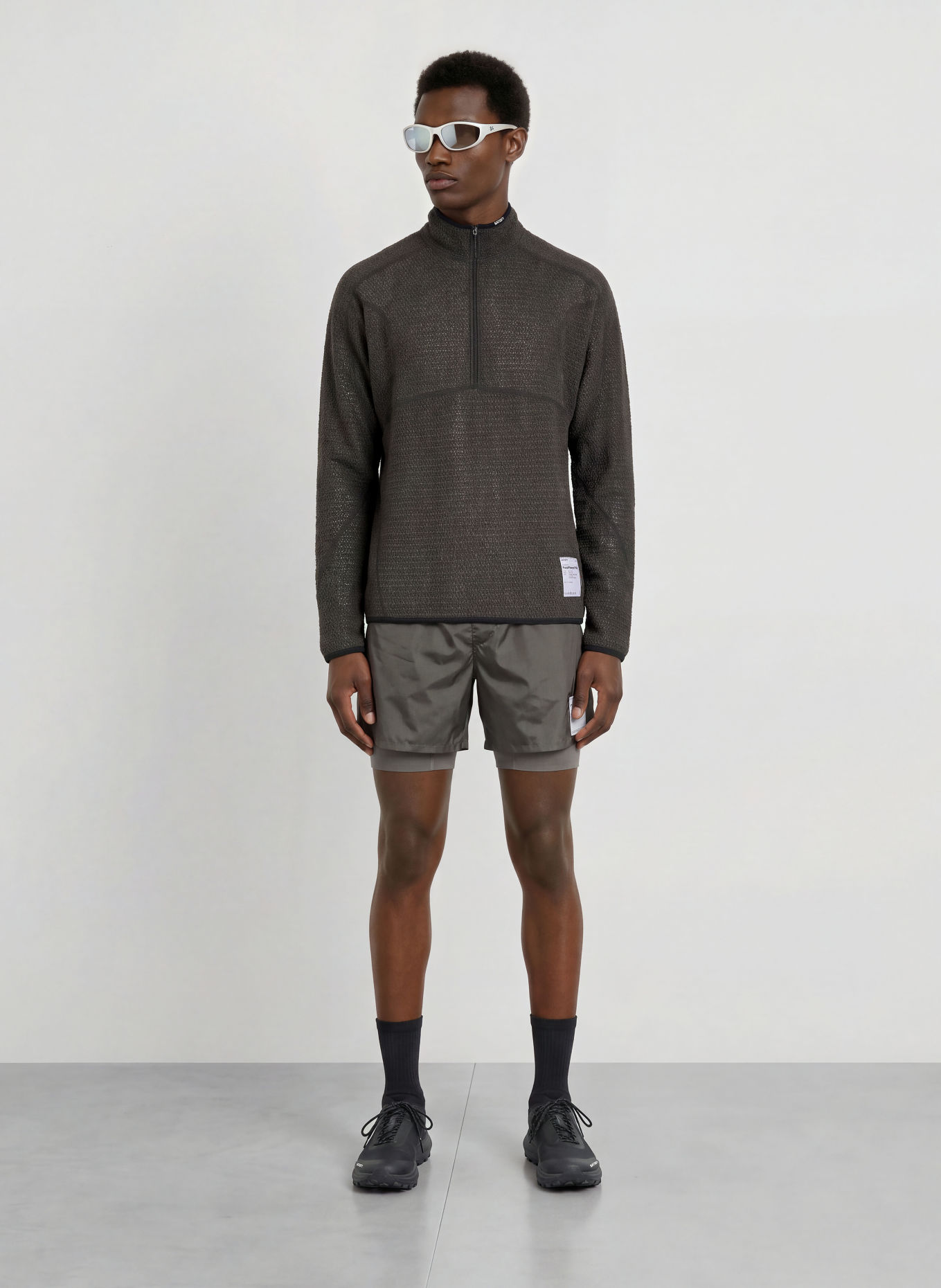 SATISFY FUZZFLEECE™ AD Fleece Half-zip Sweater: DARK BROWN