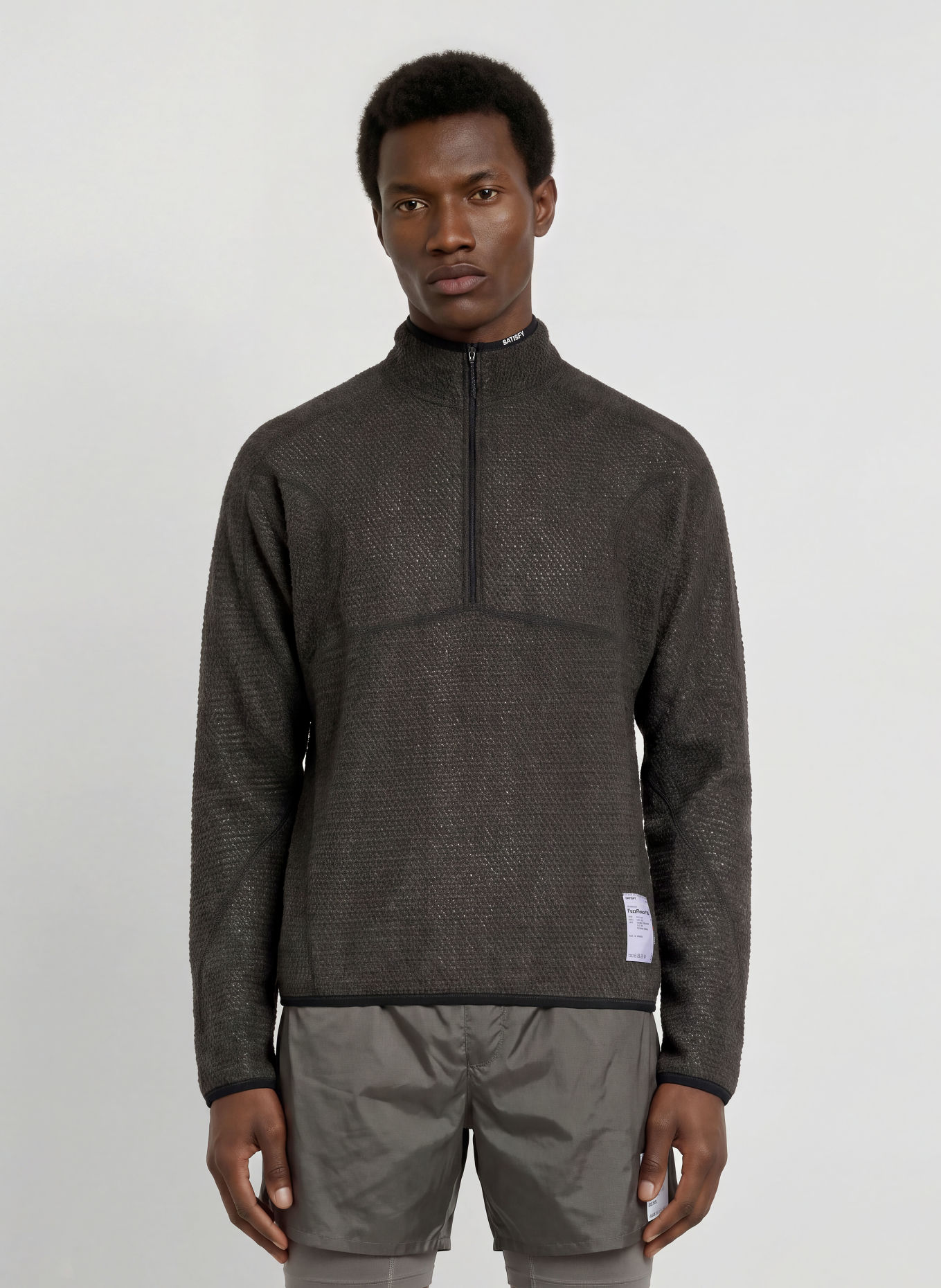 SATISFY FUZZFLEECE™ AD Fleece Half-zip Sweater: DARK BROWN