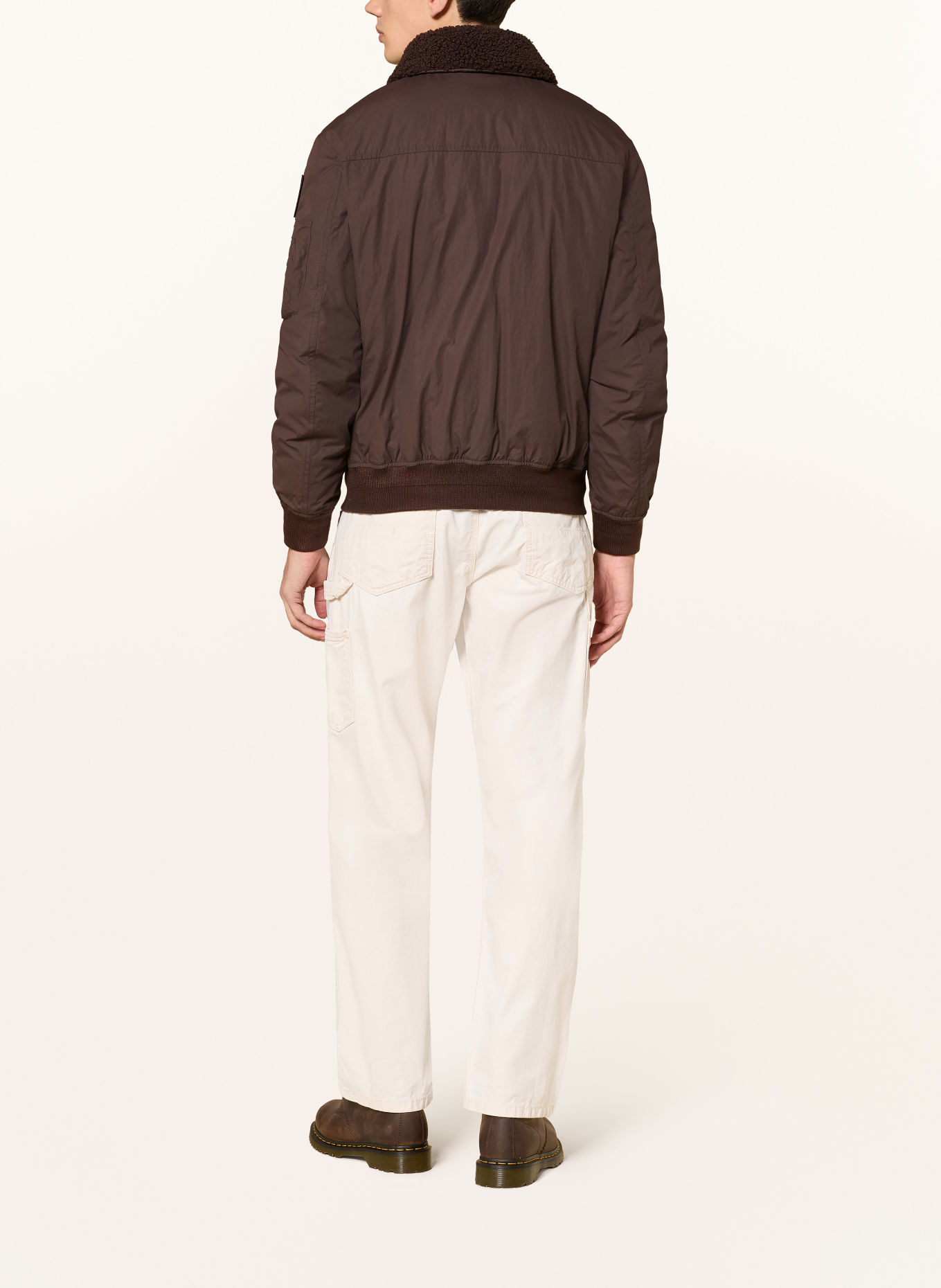 Blauer GLEASON Jacket with Detachable Teddy Fur Collar: DARK BROWN