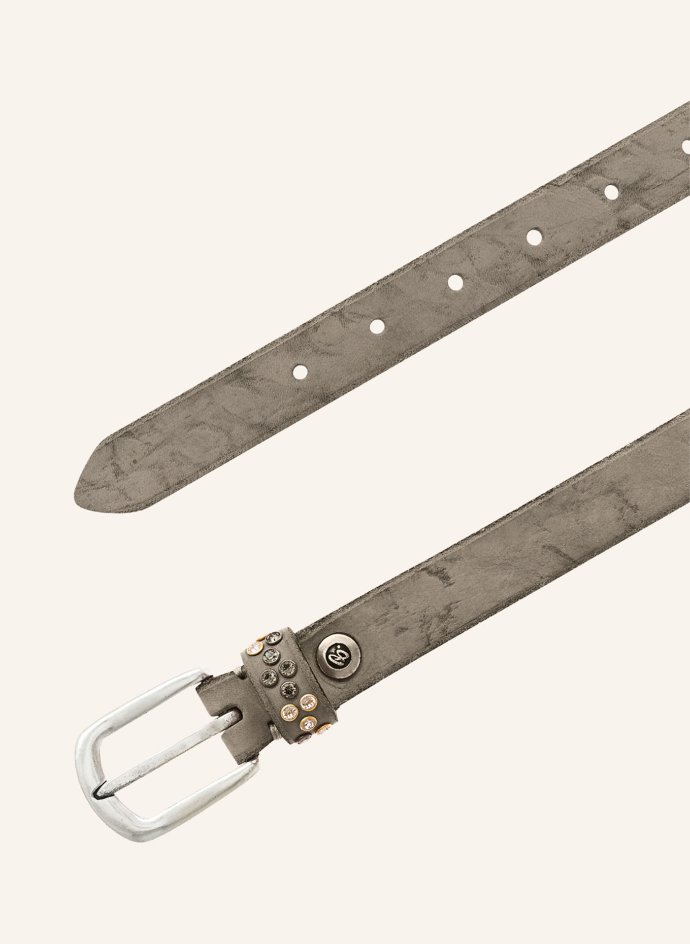b.belt Ledergürtel mit Schmucksteinen: TAUPE / SILBER