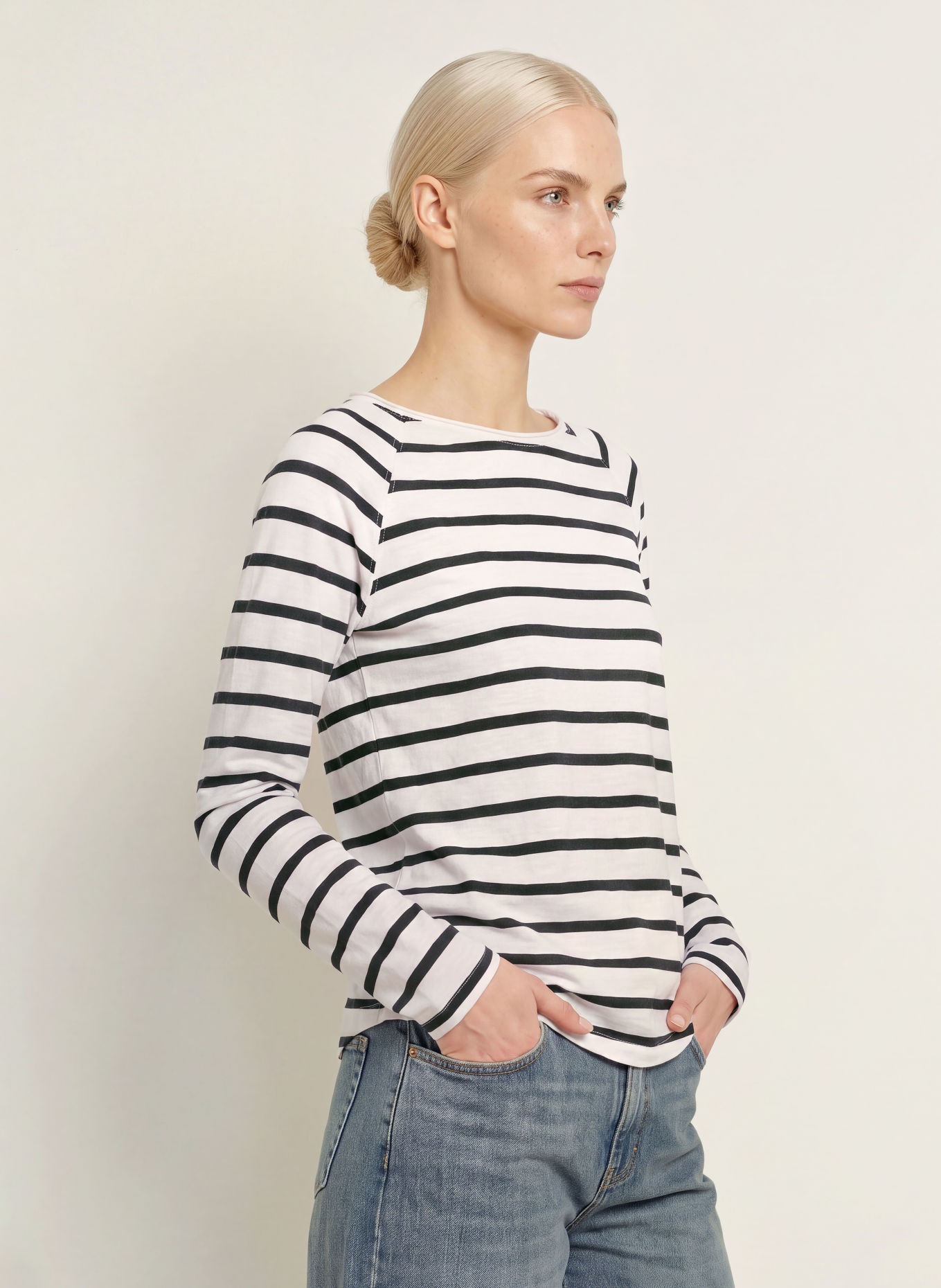 darling harbour Haut à manches longues: WHITE / NAVY