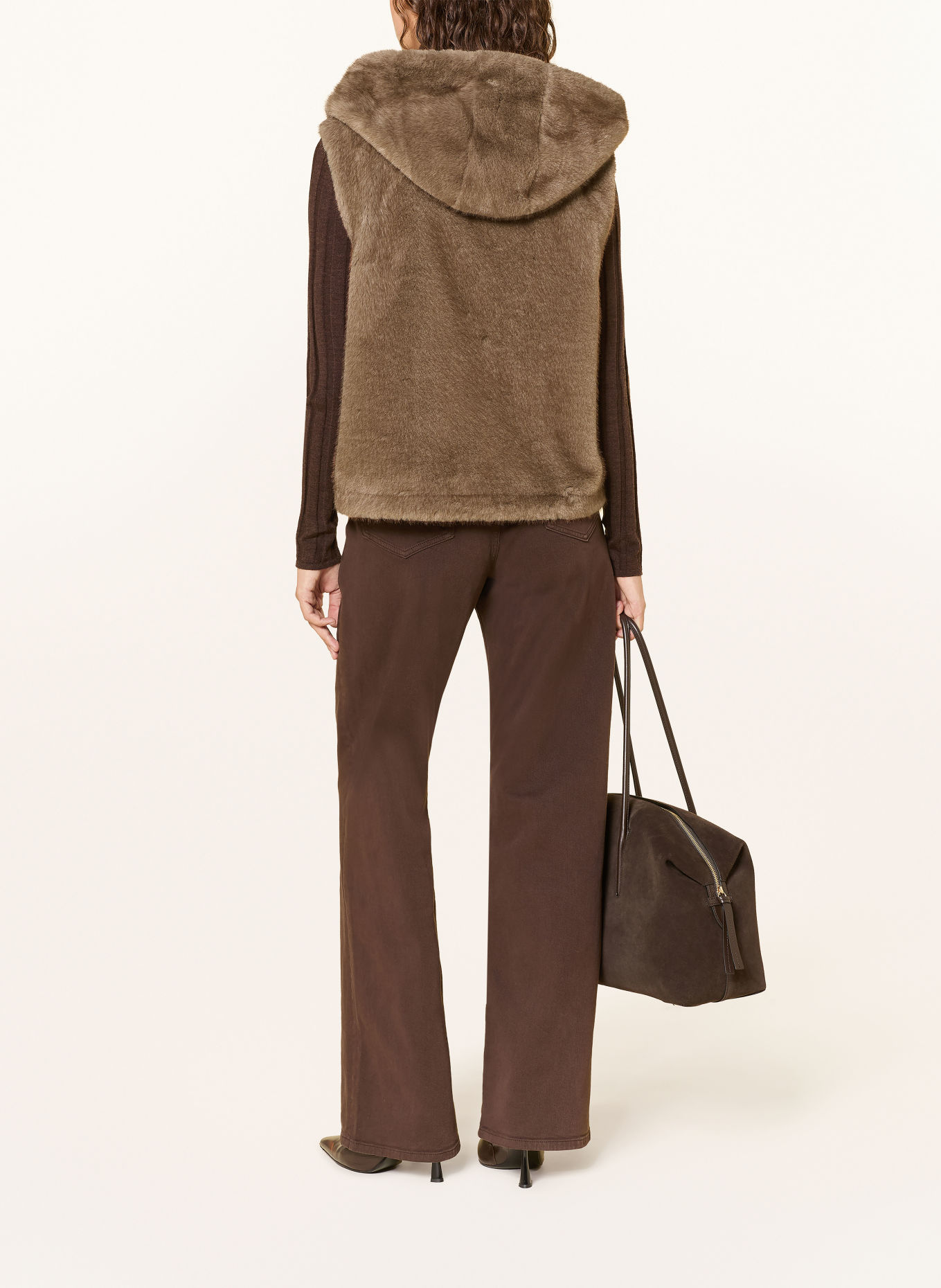 mabrun FANTASY Faux Fur Vest: BEIGE