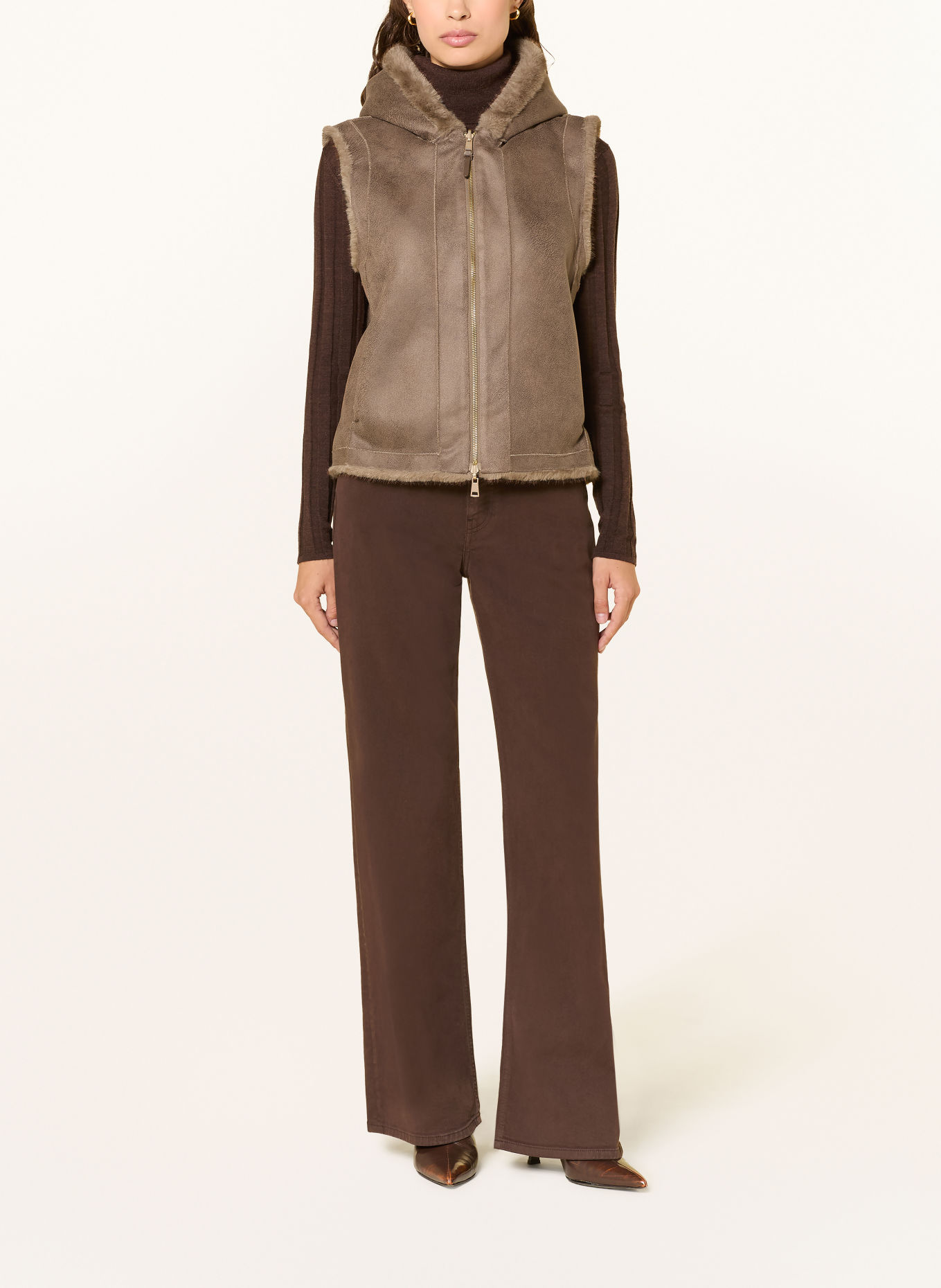 mabrun FANTASY Faux Fur Vest: BEIGE
