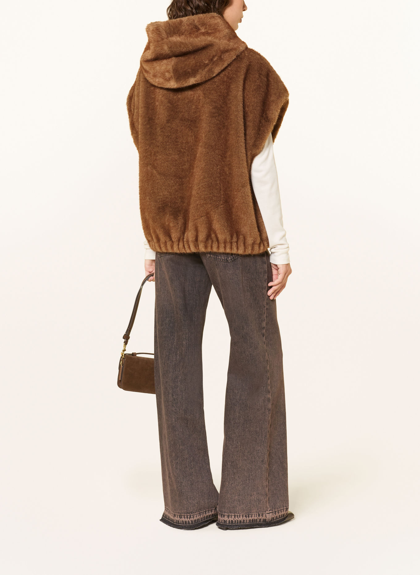 mabrun FOSCA Faux Fur Vest: BROWN