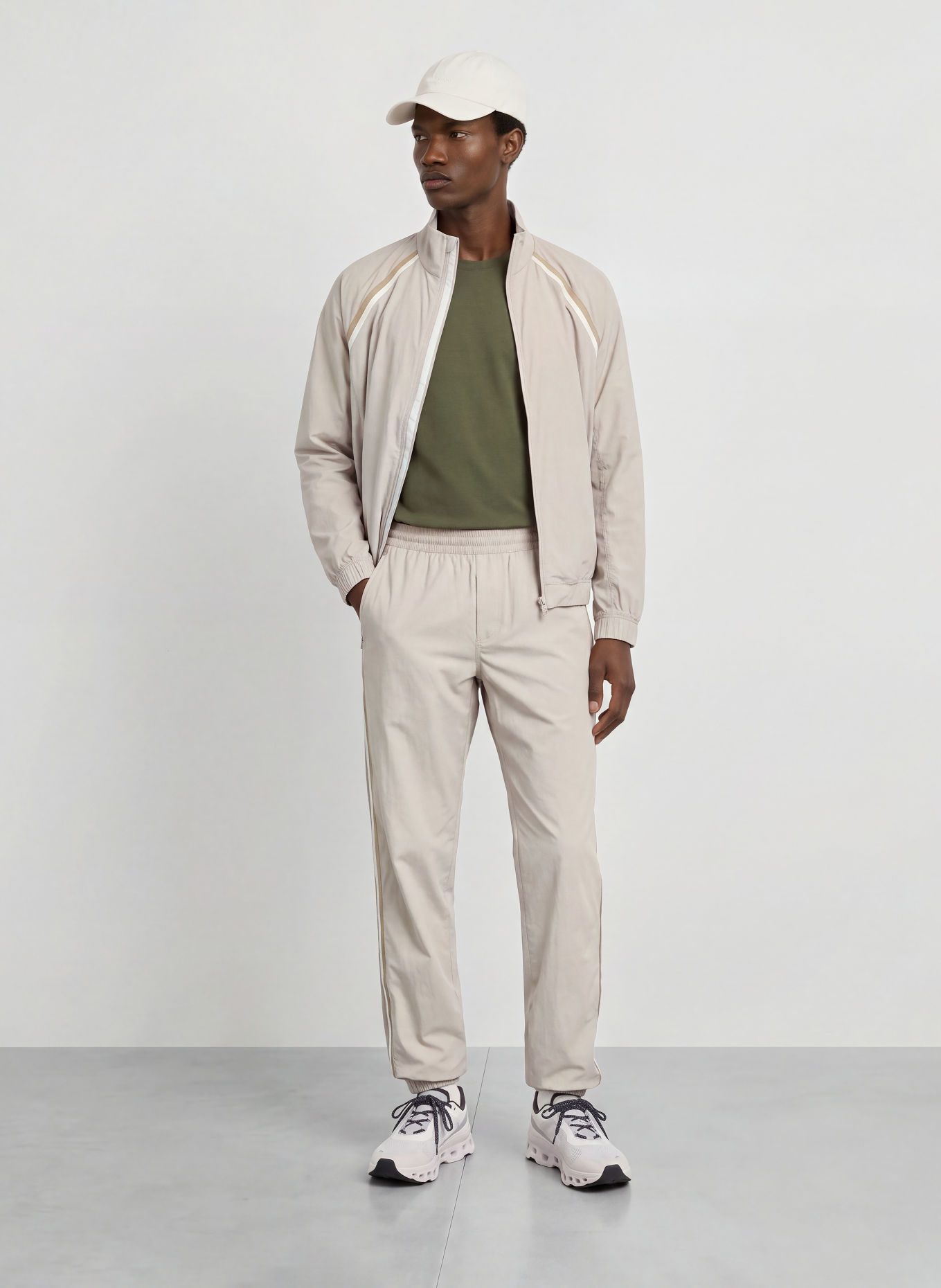 lululemon Laufhose PACE BREAKER GLYDE: HELLGRAU / BEIGE / WEISS