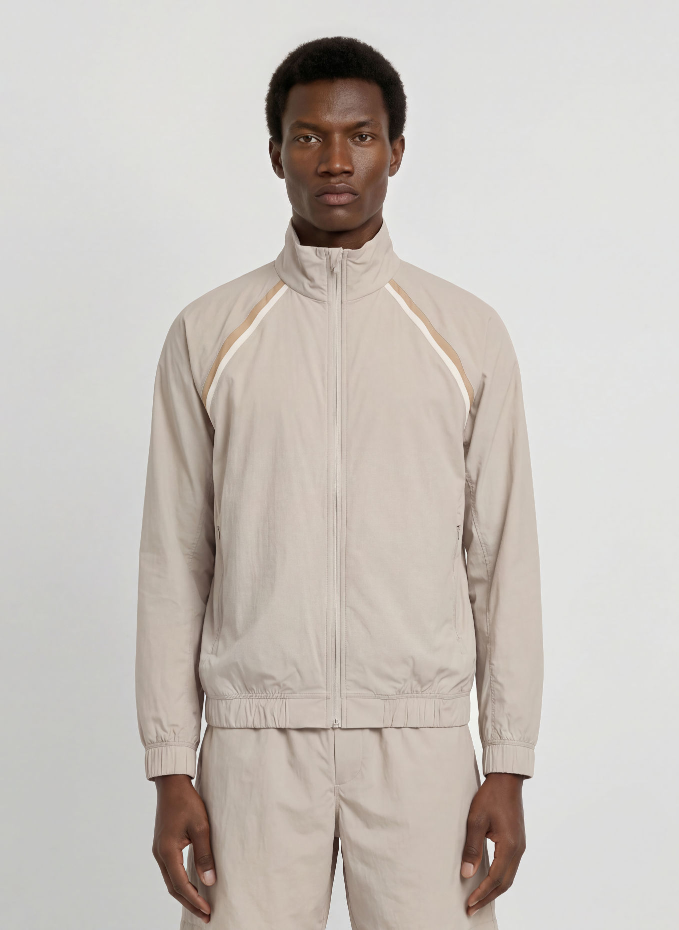 lululemon Löparjacka PACE BREAKER: LJUSGRÅ / BEIGE / GRÄDDE
