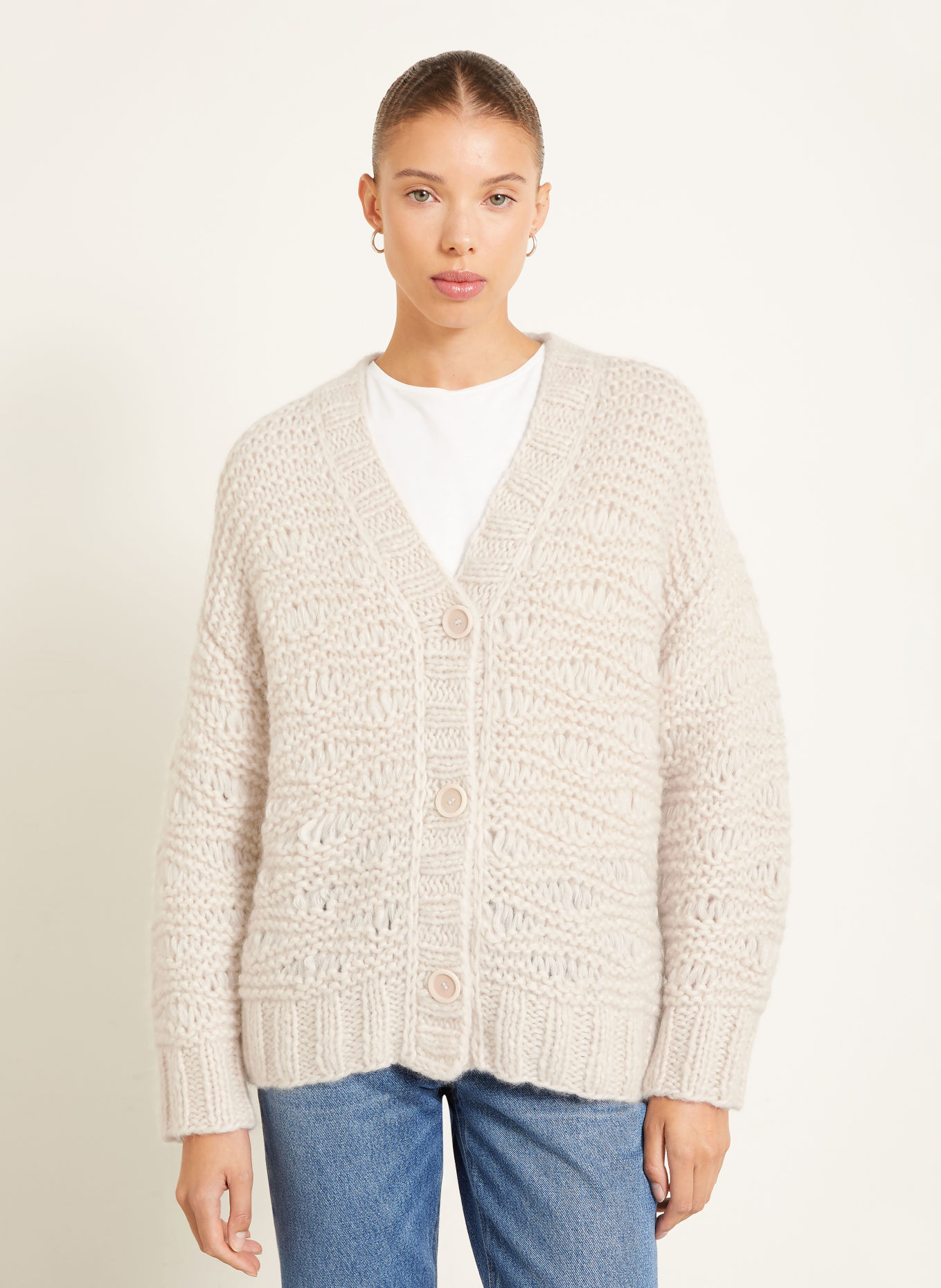 IRIS von ARNIM Oversized vest IRIS ICONIC 50 met kasjmier: CRÈME