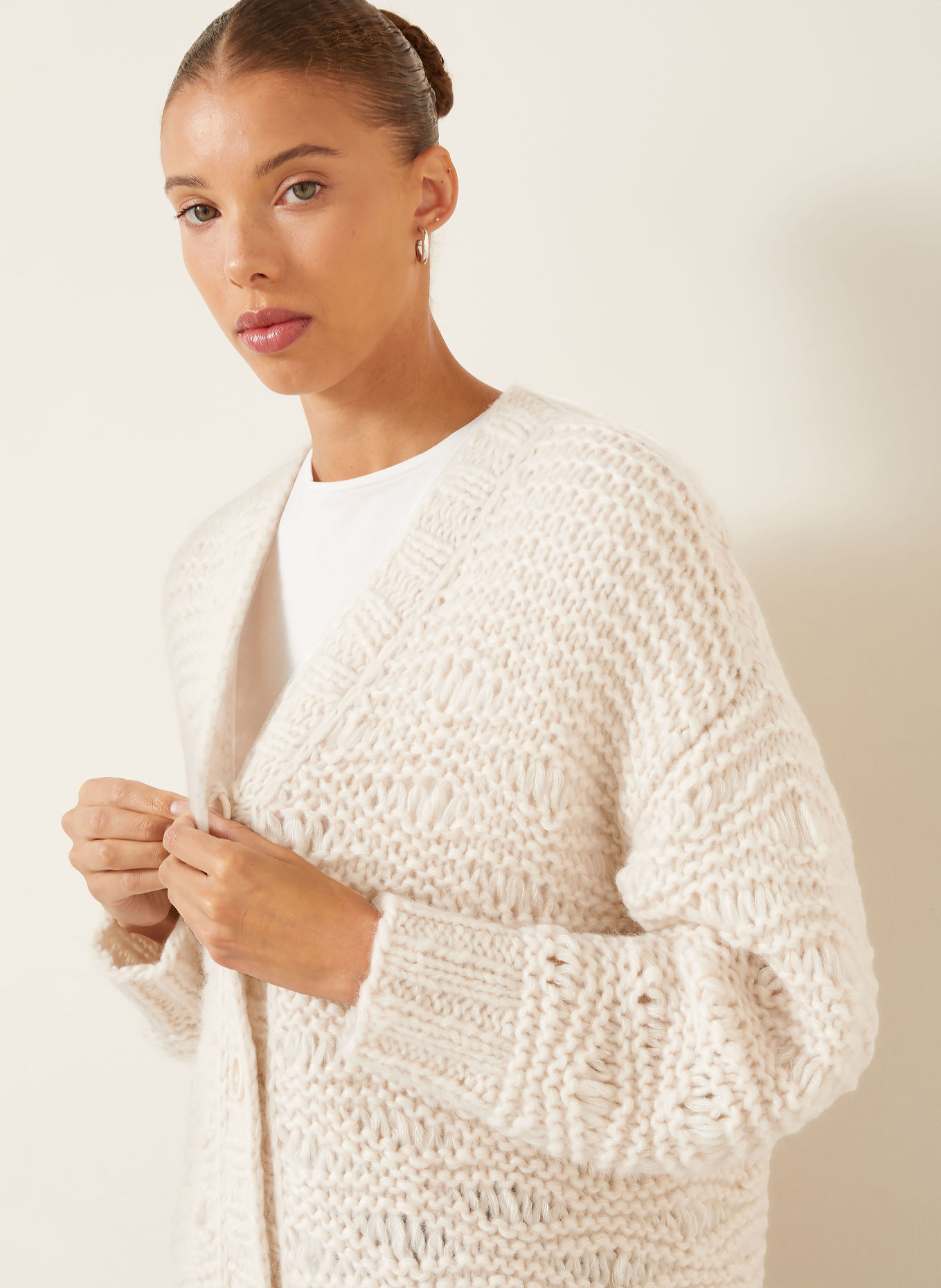 IRIS von ARNIM Oversized vest IRIS ICONIC 50 met kasjmier: CRÈME