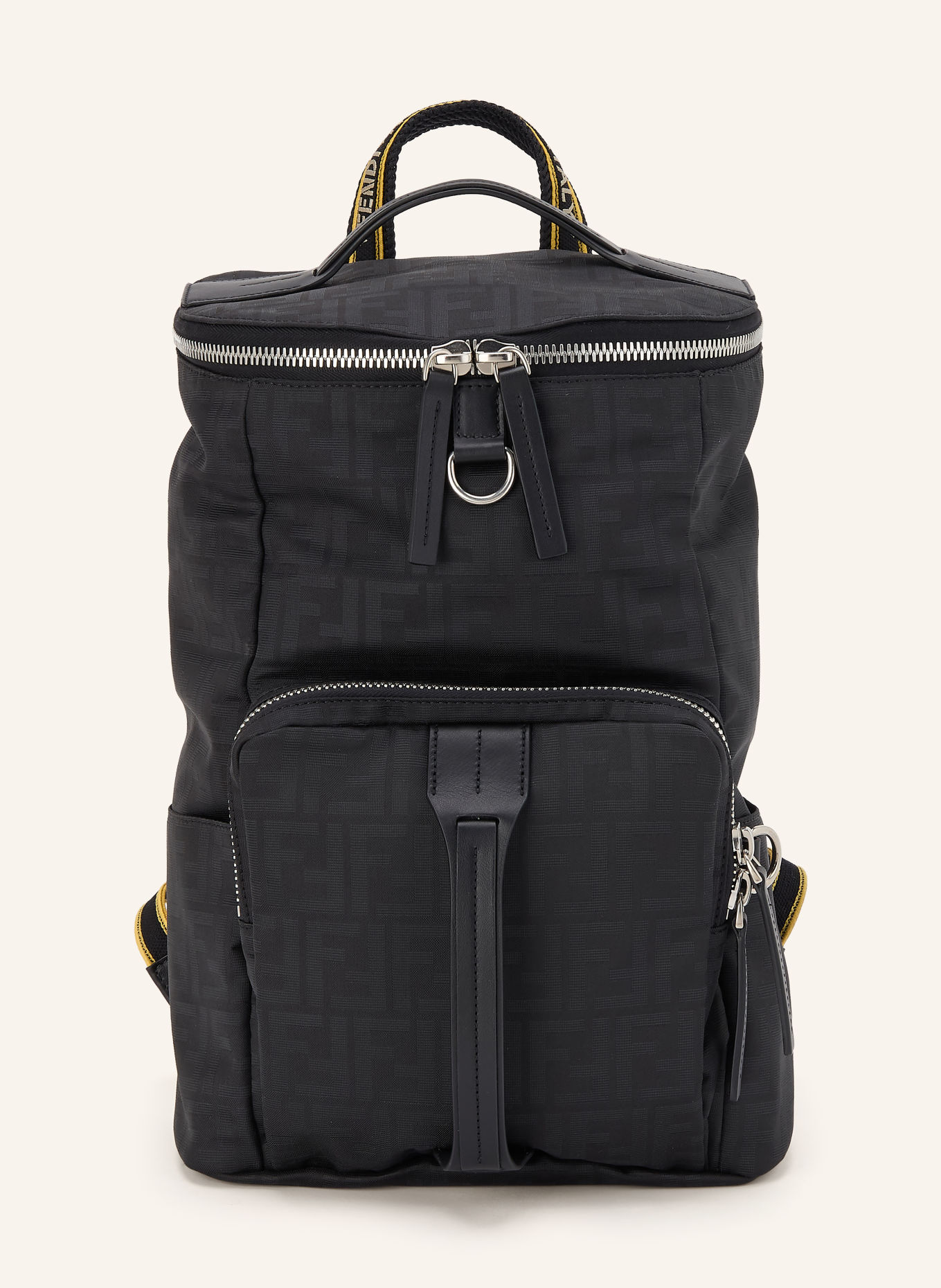 FENDI Rucksack TOURIST: SCHWARZ / SILBER / GELB