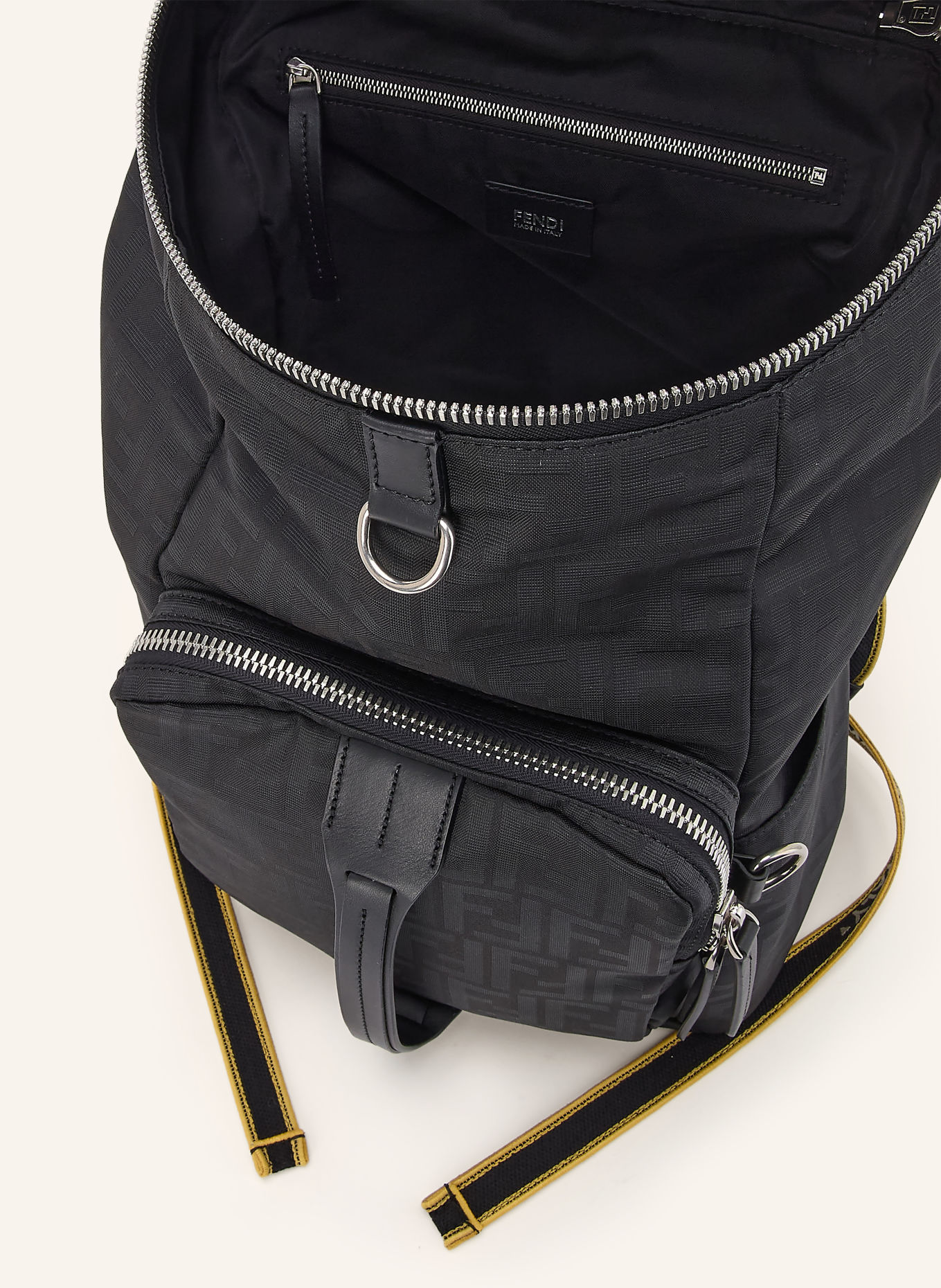 FENDI Rucksack TOURIST: SCHWARZ / SILBER / GELB