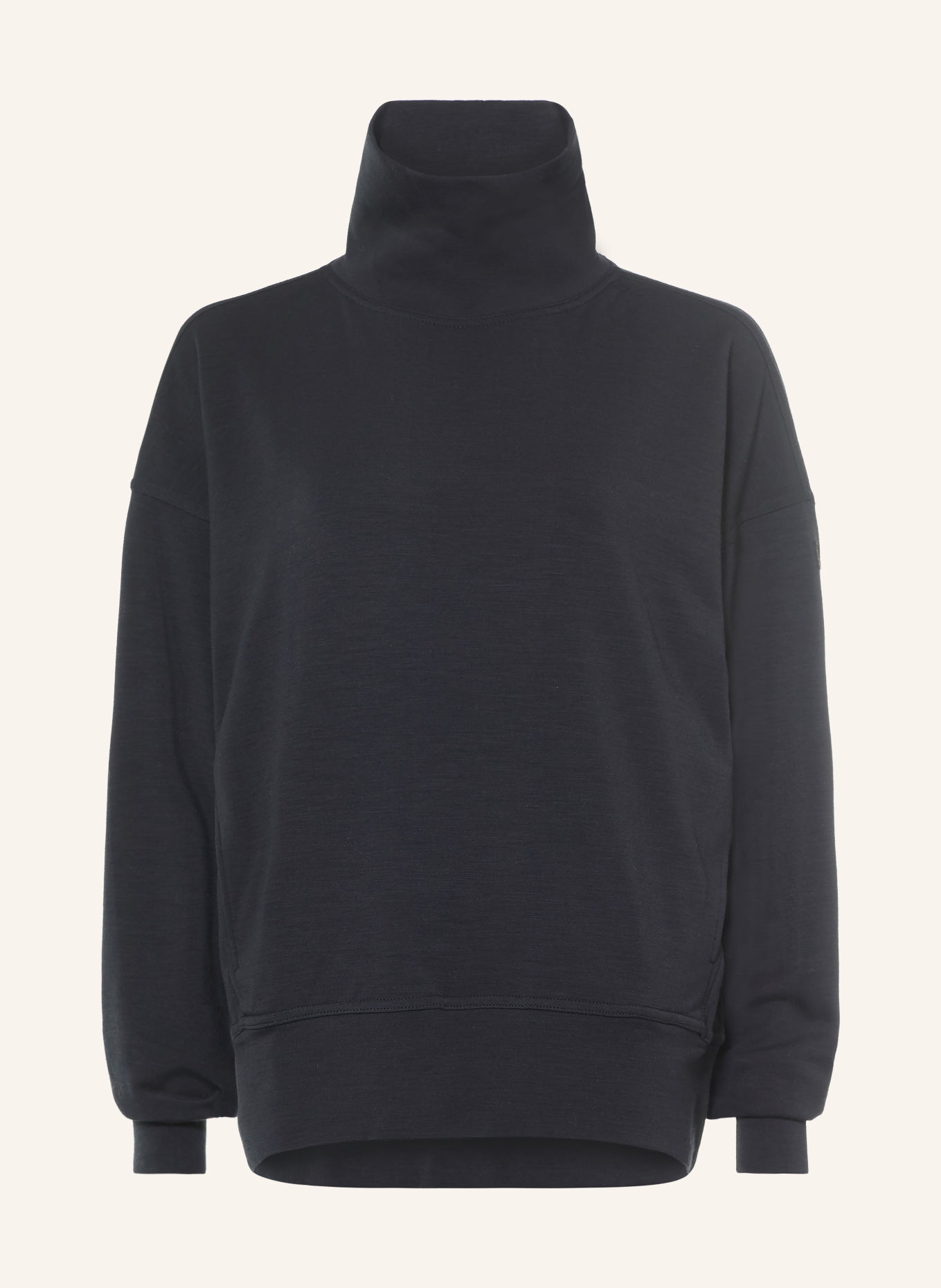 super.natural ROLLING Fleece sweatshirt with Merino Wool: BLACK