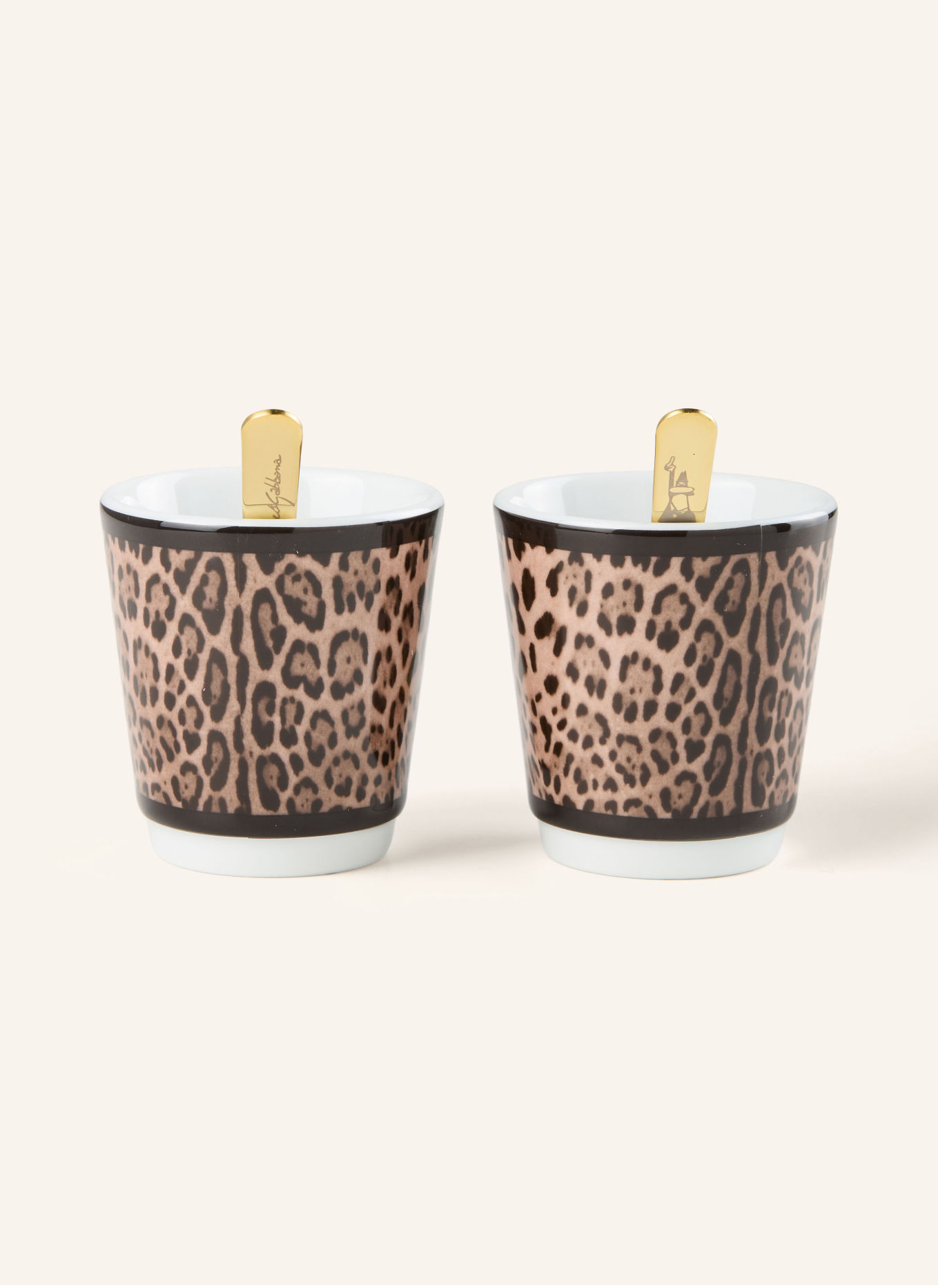 DOLCE & GABBANA CASA Zestaw 4-częściowy: filiżanki do espresso i mieszadła: JASNOBRĄZOWY / ZŁOTY / CZARNY