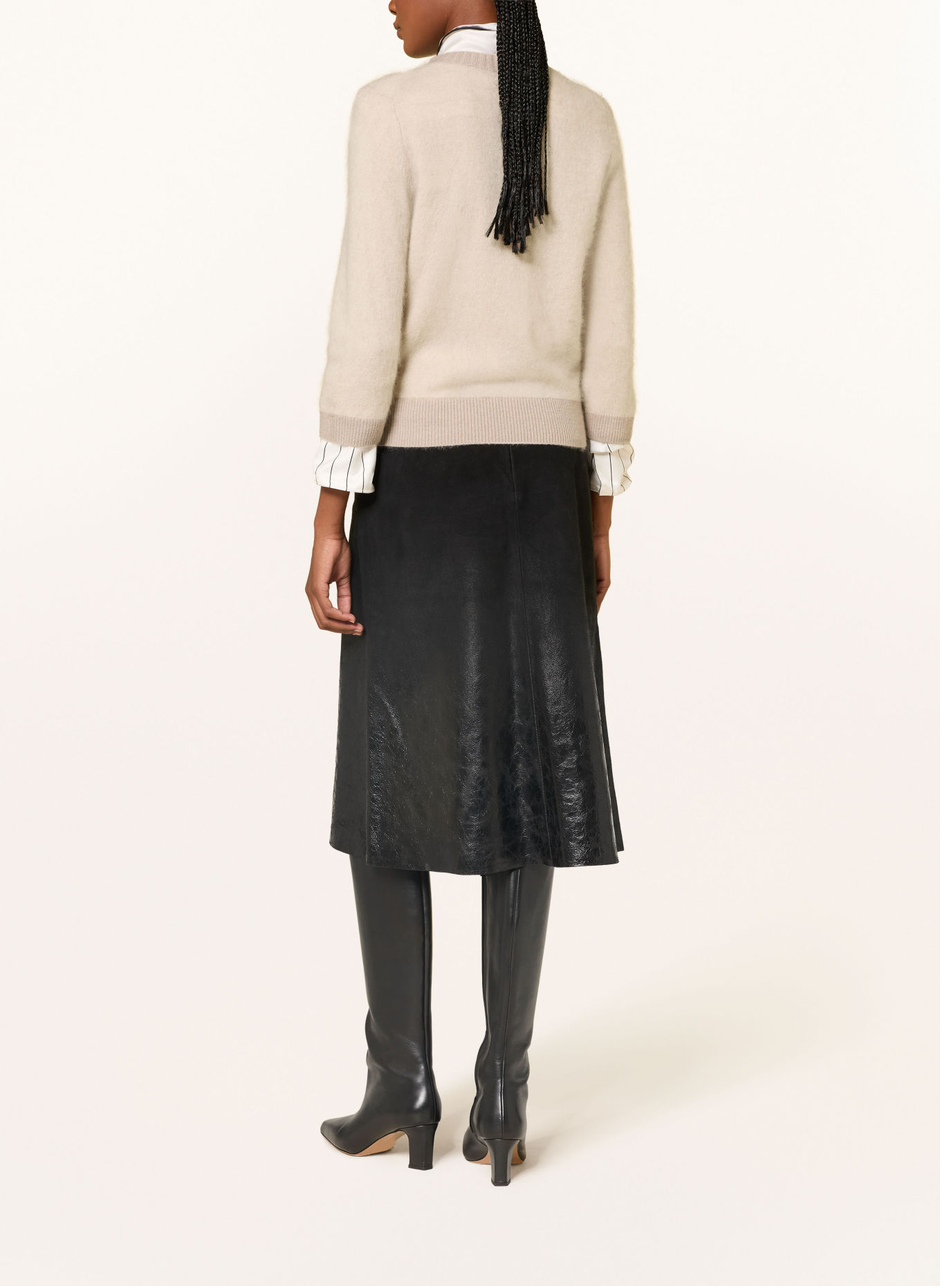 DOROTHEE SCHUMACHER FLUFFY STATEMENTS Sweater with Cashmere and 3/4-Sleeve: BEIGE
