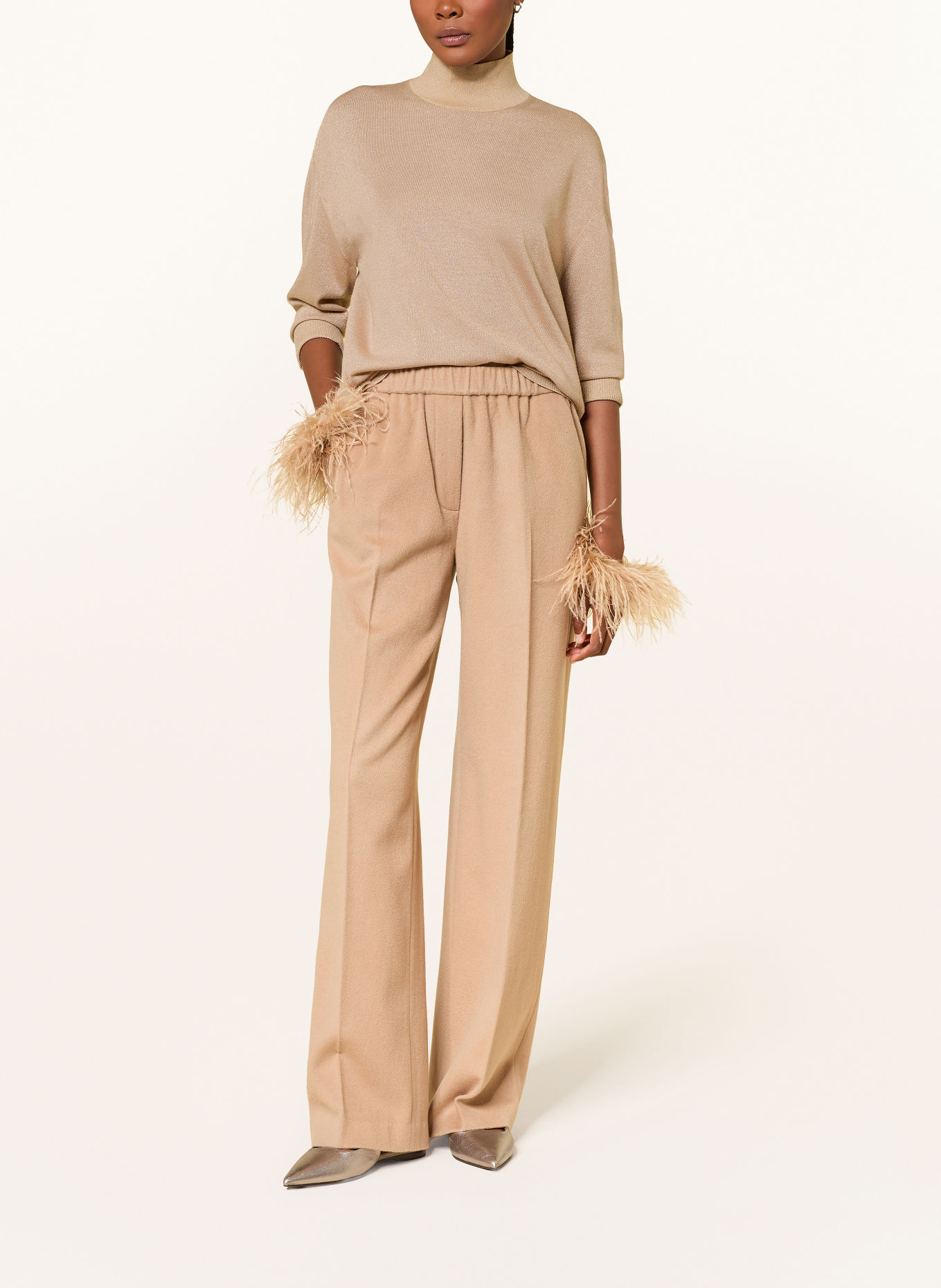 DOROTHEE SCHUMACHER SHIMMERING MERINO Sweater with 3/4-Sleeve: CAMEL