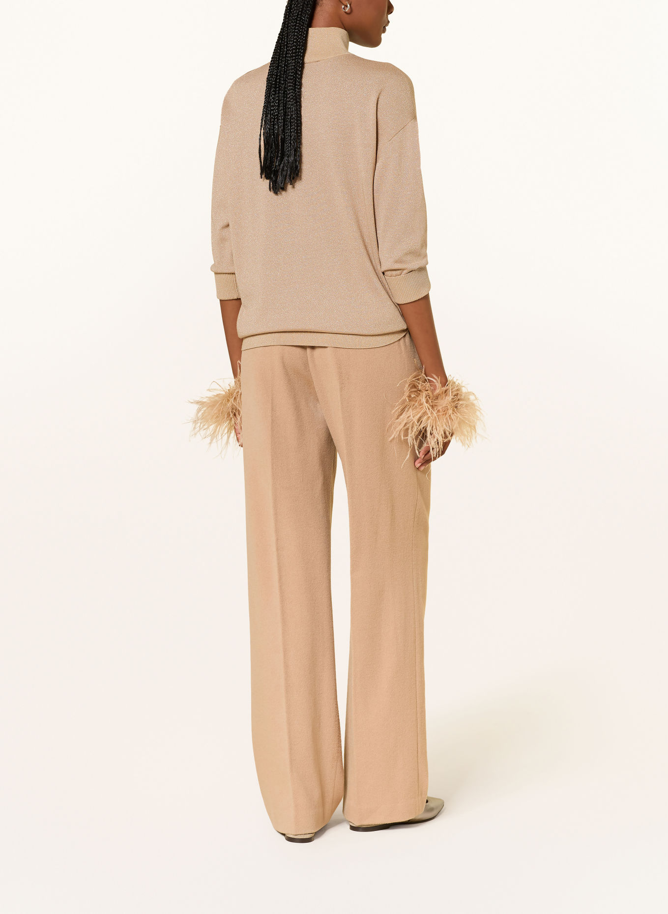 DOROTHEE SCHUMACHER SHIMMERING MERINO Sweater with 3/4-Sleeve: CAMEL