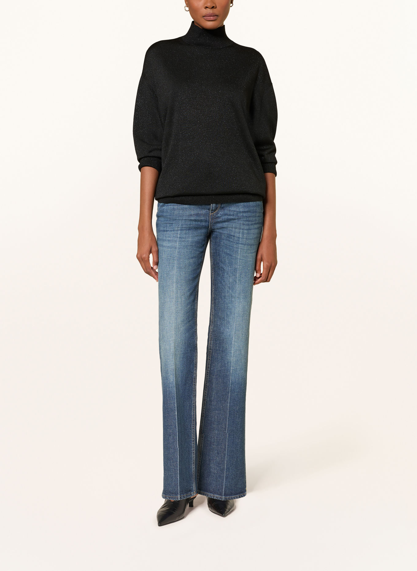 DOROTHEE SCHUMACHER SHIMMERING MERINO Sweater with 3/4-Sleeve: BLACK
