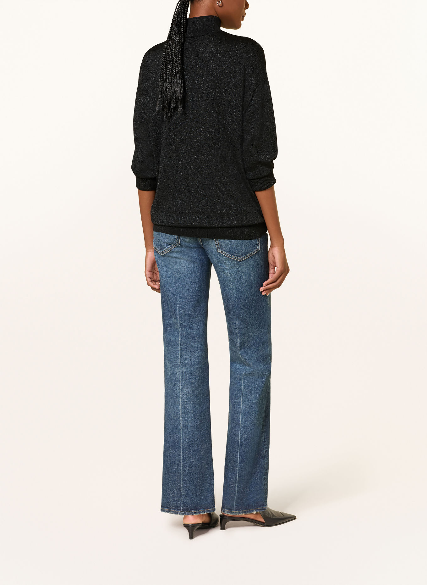 DOROTHEE SCHUMACHER SHIMMERING MERINO Sweater with 3/4-Sleeve: BLACK