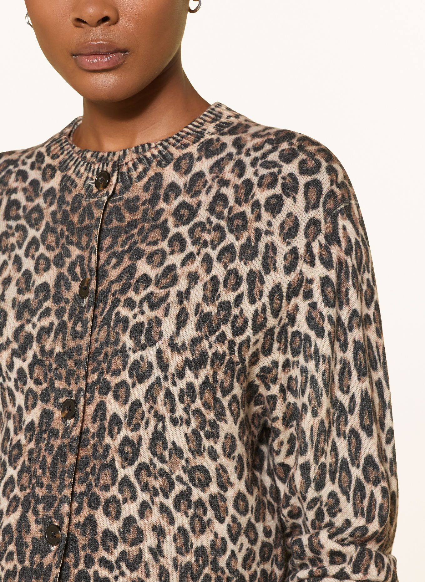 DOROTHEE SCHUMACHER LEOPARD STATEMENTS Cardigan with Cashmere: BEIGE / BROWN / BLACK