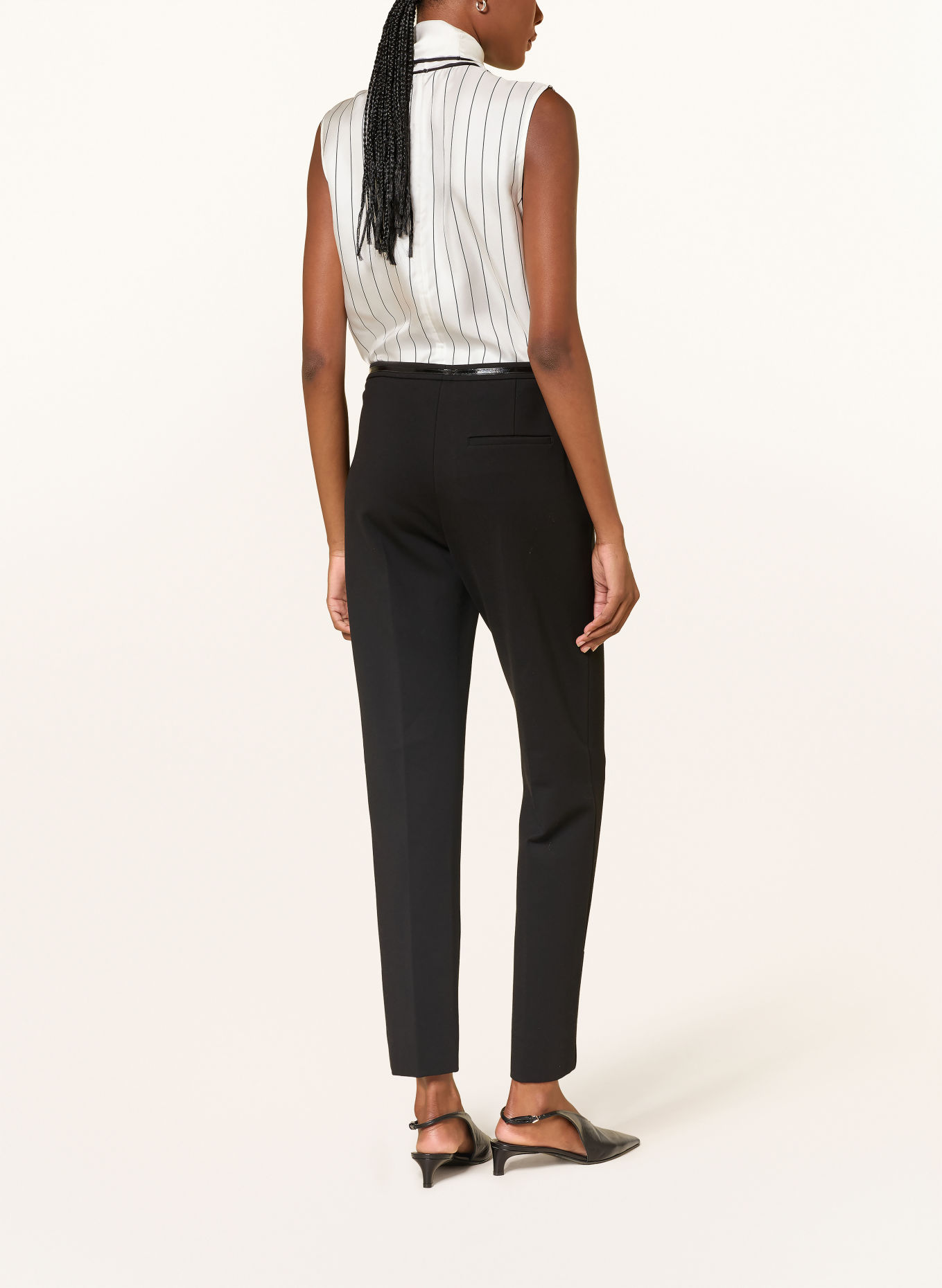 DOROTHEE SCHUMACHER Seidentop STRIPES WITH A TWIST mit Schluppe: WEISS / SCHWARZ