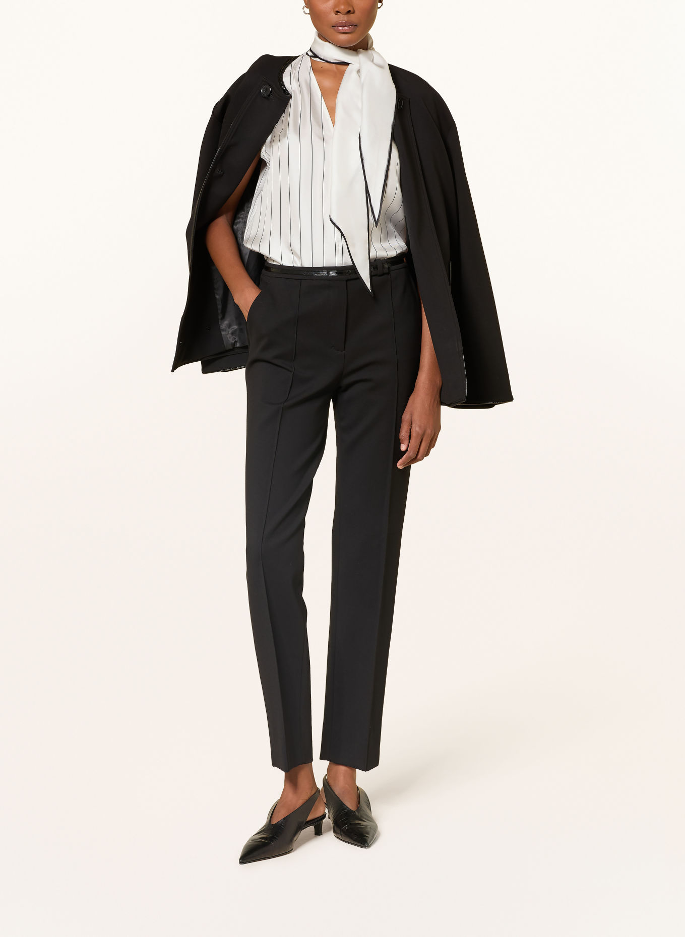 DOROTHEE SCHUMACHER Seidentop STRIPES WITH A TWIST mit Schluppe: WEISS / SCHWARZ
