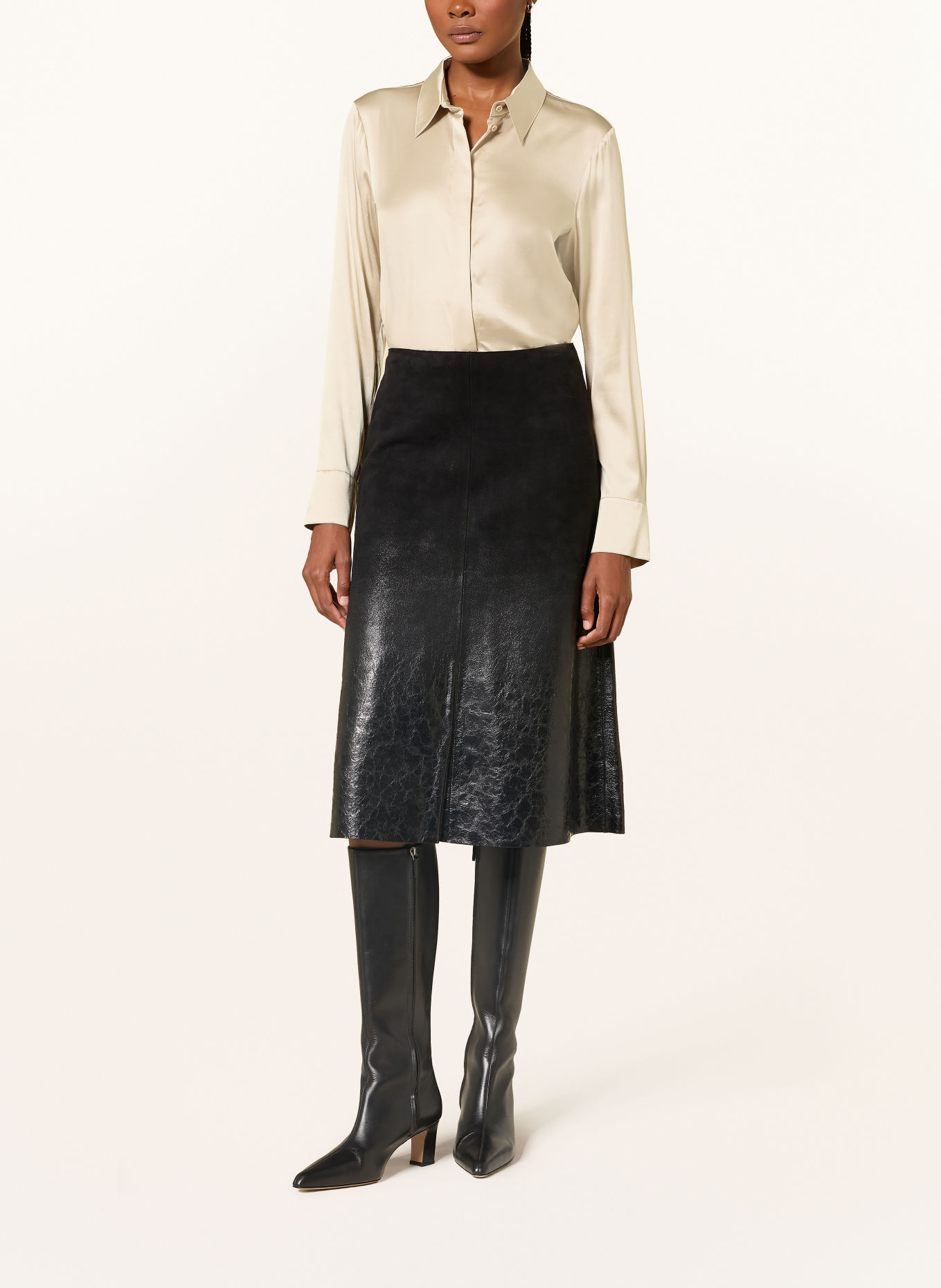 DOROTHEE SCHUMACHER Bluzka koszulowa SENSE OF SHINE z jedwabiem: BEŻOWY