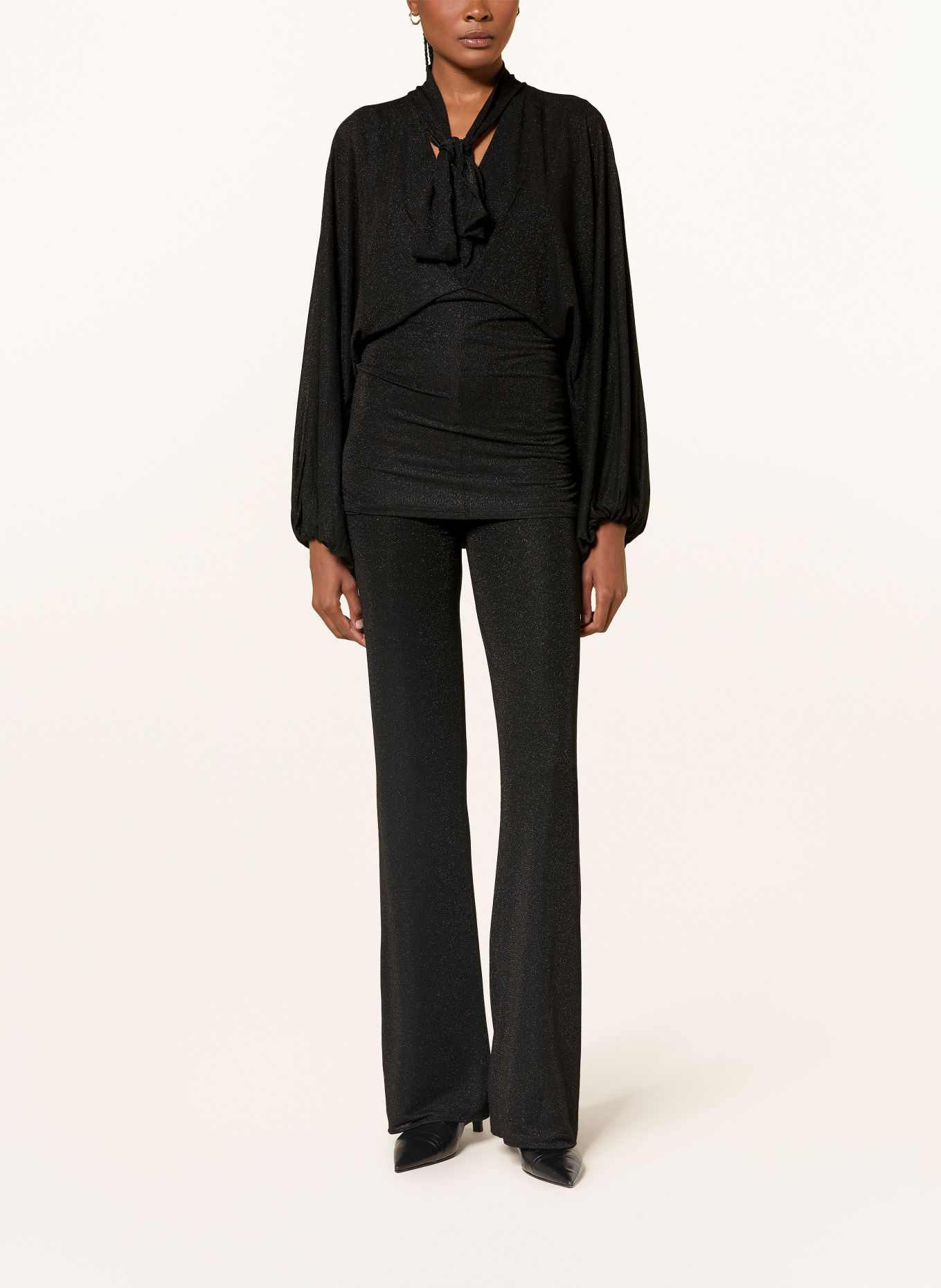 DOROTHEE SCHUMACHER SOFT SHIMMER Wide-leg trousers with Glitter Yarn: BLACK