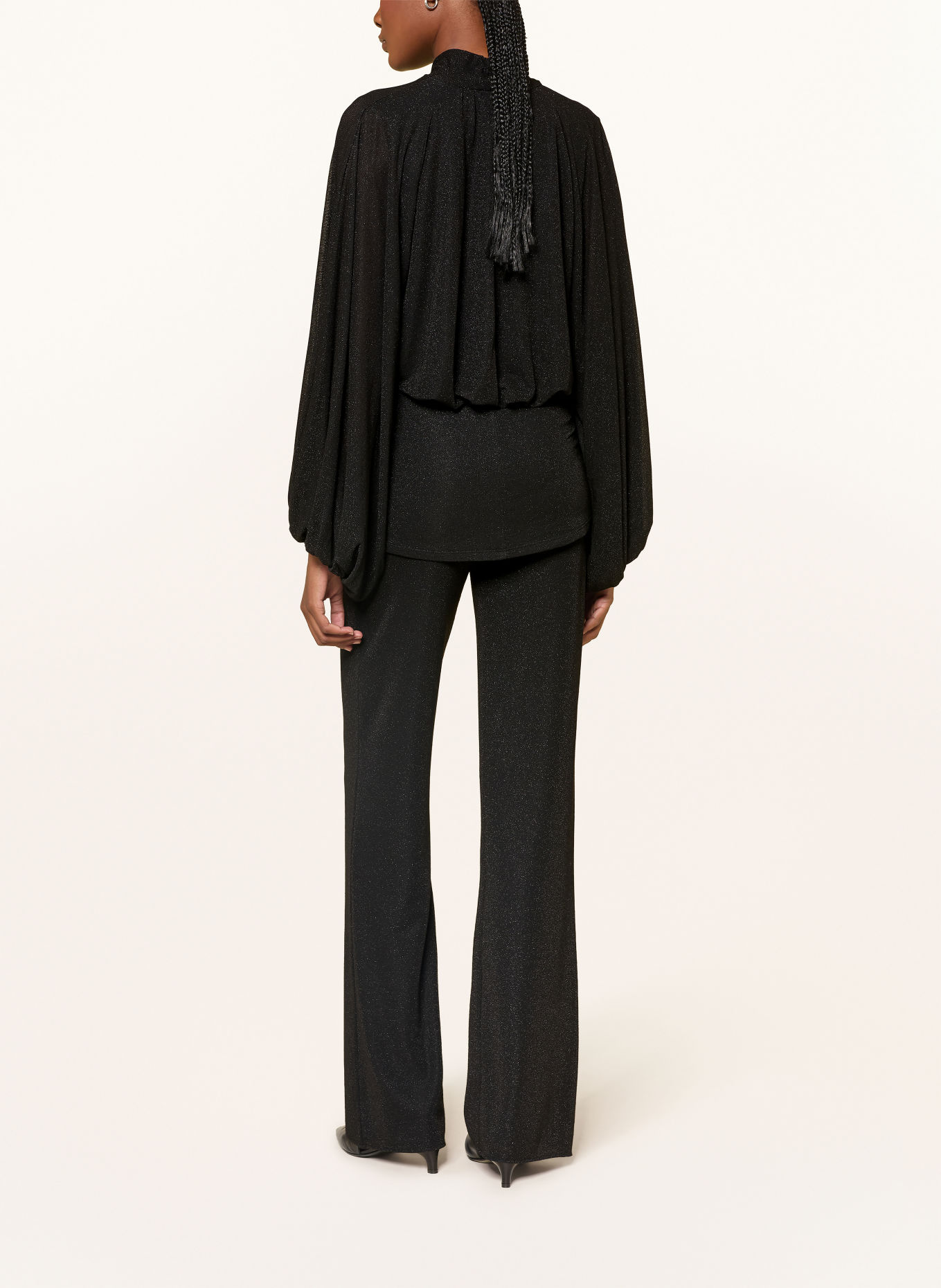 DOROTHEE SCHUMACHER SOFT SHIMMER Wide-leg trousers with Glitter Yarn: BLACK