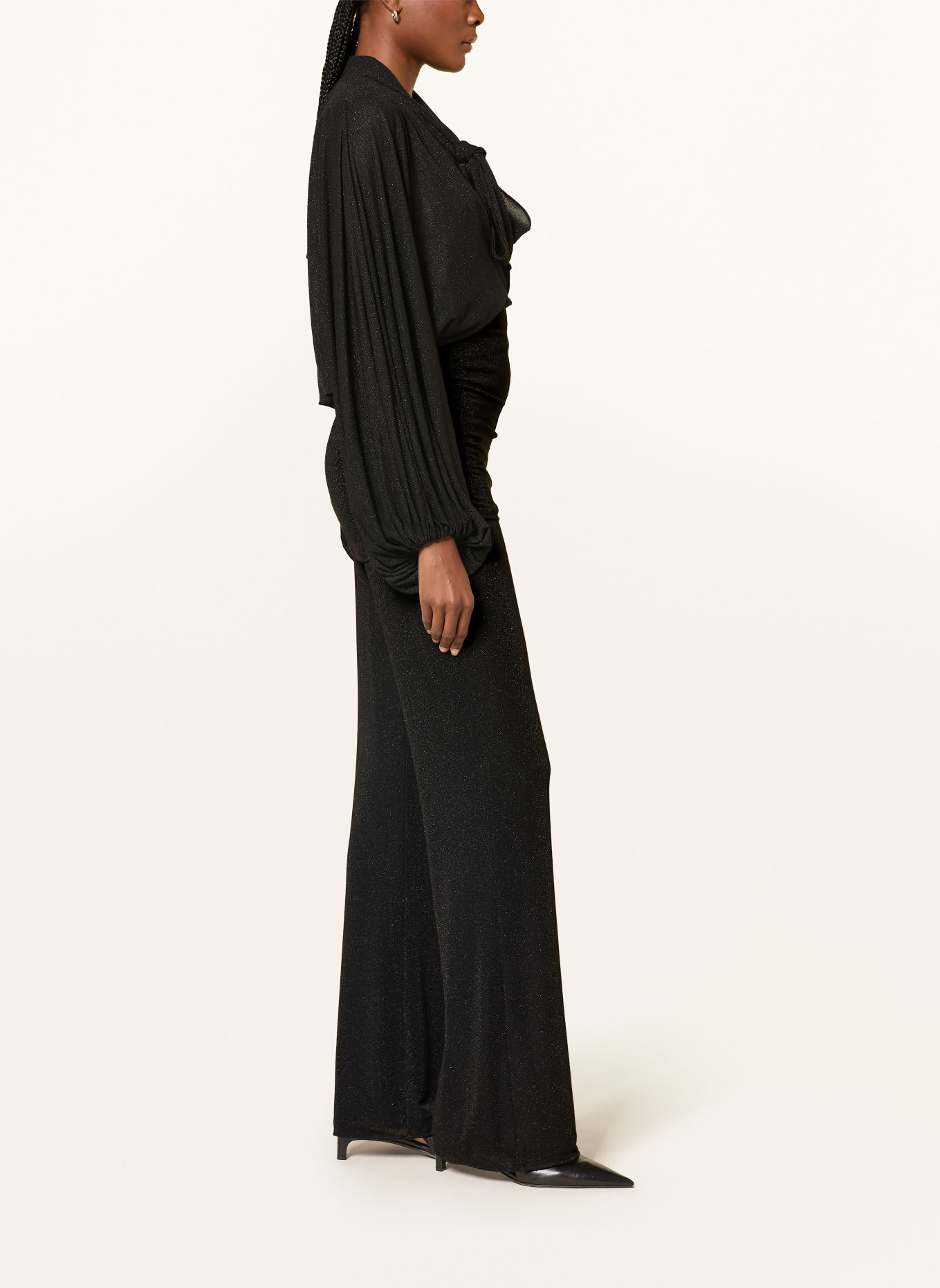 DOROTHEE SCHUMACHER SOFT SHIMMER Wide-leg trousers with Glitter Yarn: BLACK
