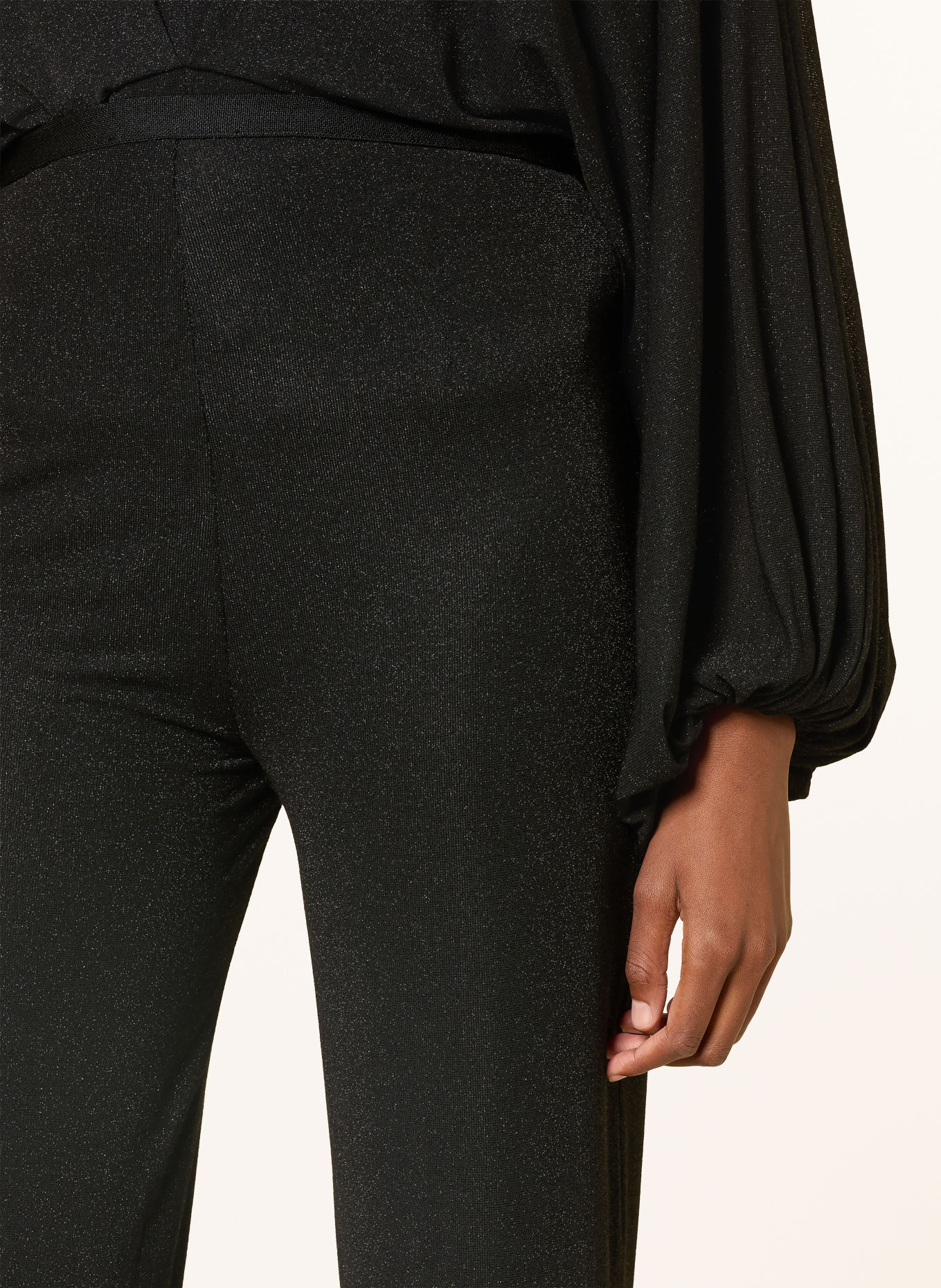 DOROTHEE SCHUMACHER SOFT SHIMMER Wide-leg trousers with Glitter Yarn: BLACK