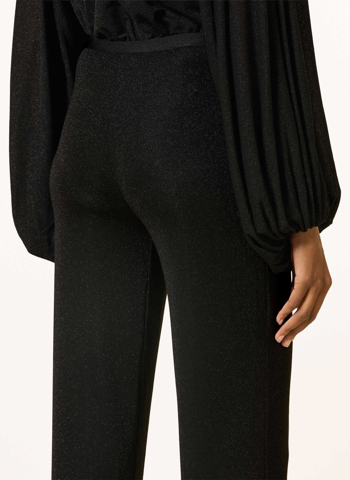 DOROTHEE SCHUMACHER SOFT SHIMMER Wide-leg trousers with Glitter Yarn: BLACK