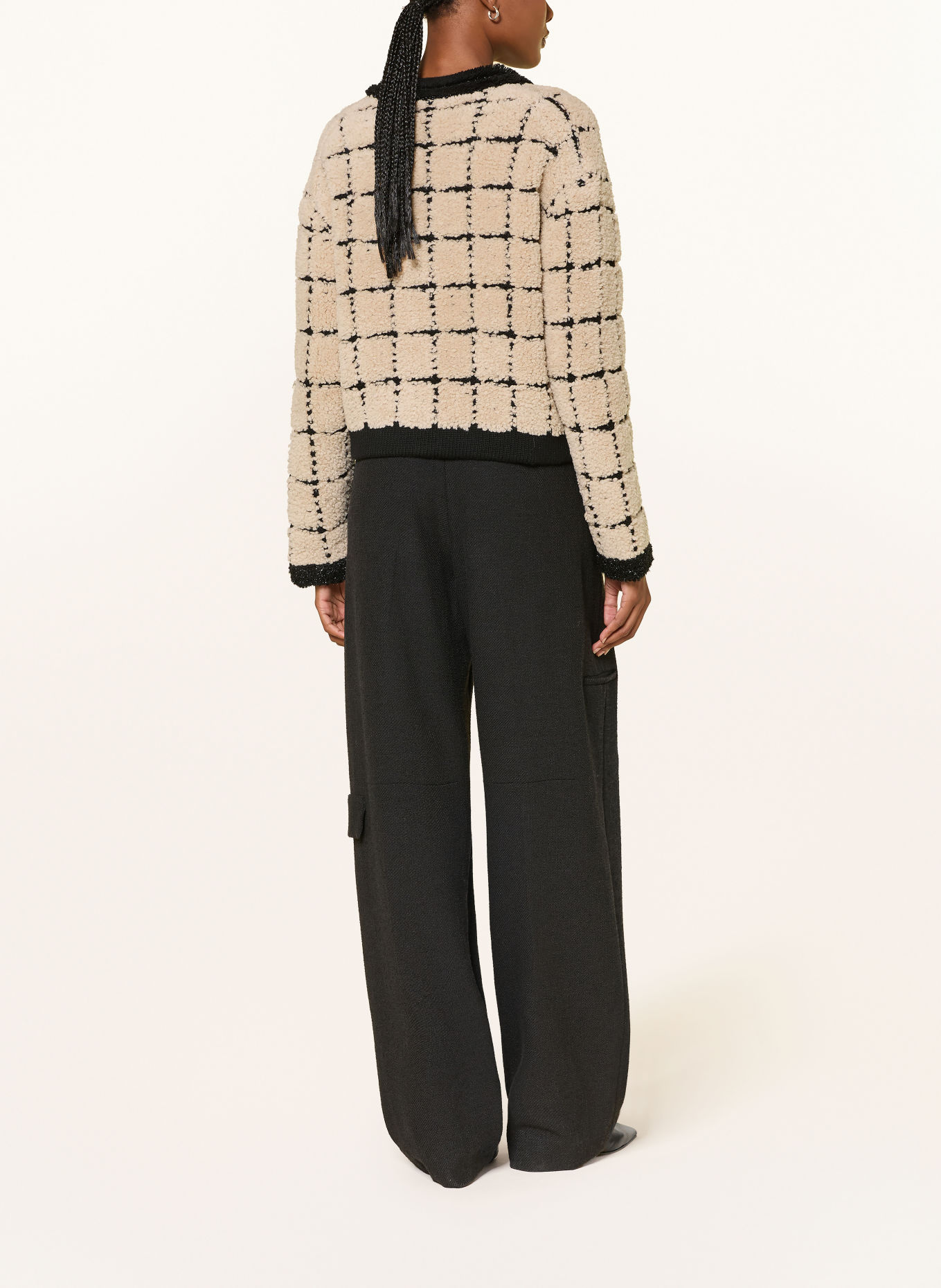 DOROTHEE SCHUMACHER TIMELESS CHIC Cardigan with Alpaca and Glitter Yarn: BEIGE / BLACK